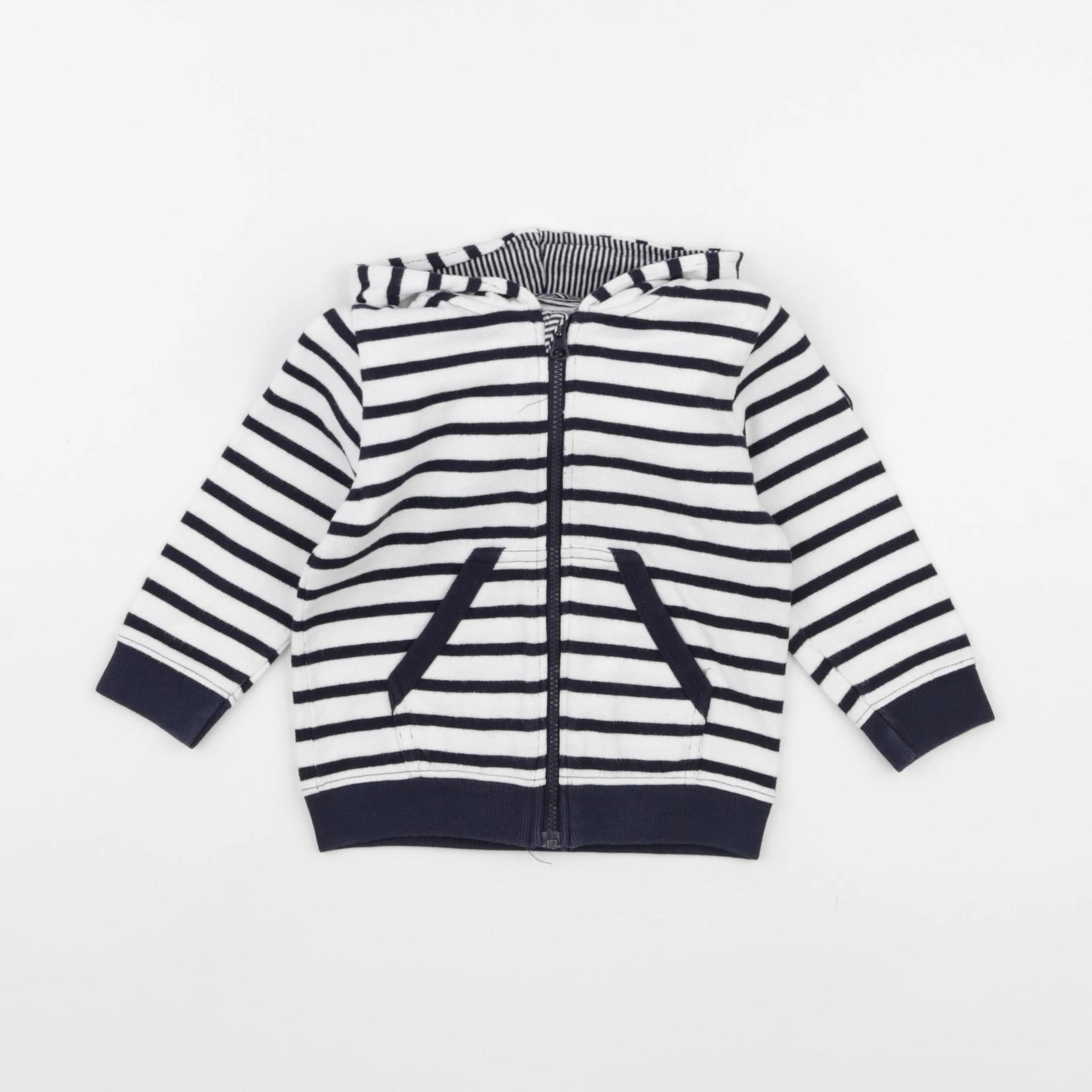 Petit Bateau - sweat blanc, bleu - 18 mois