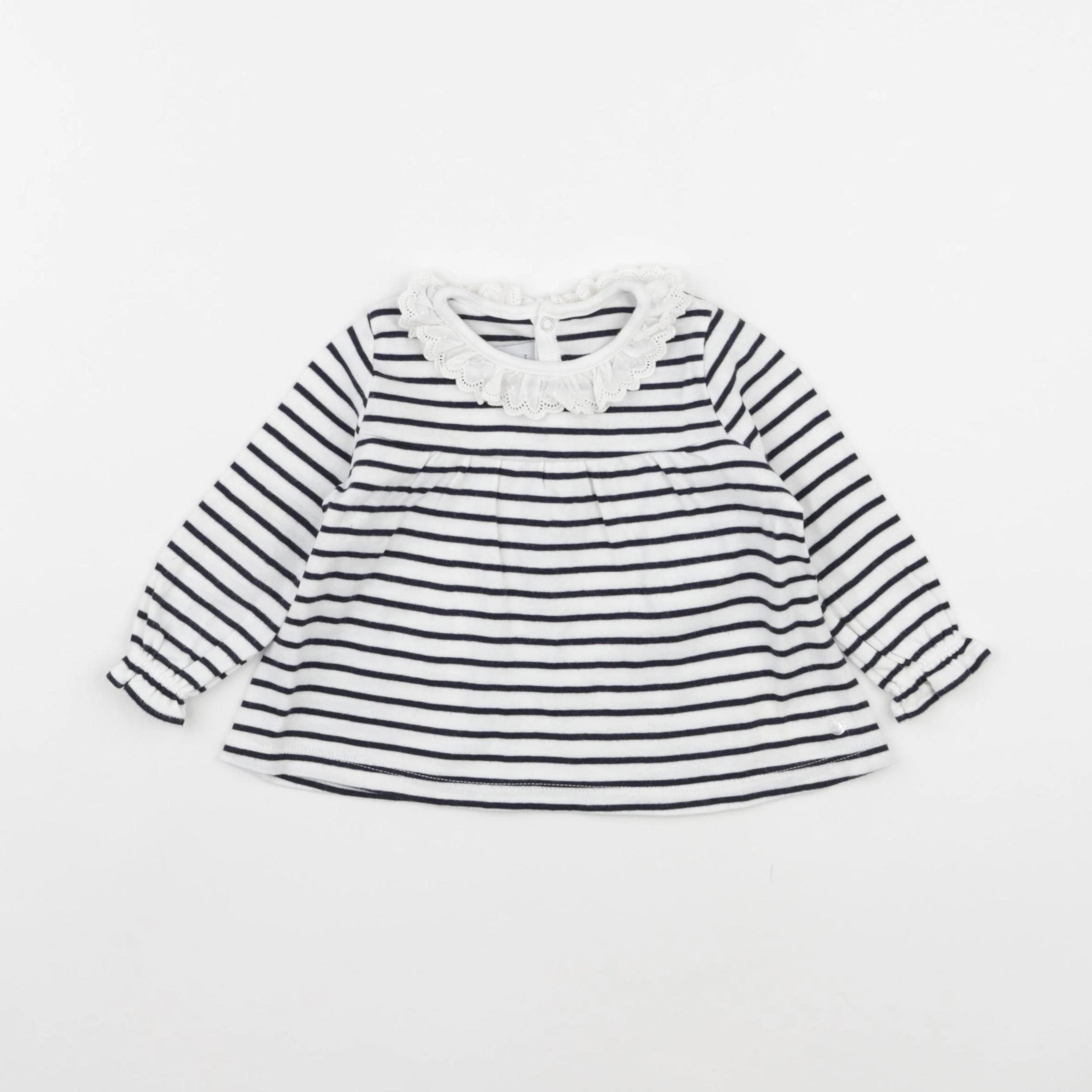 Petit Bateau - tee-shirt bleu, blanc - 6 mois