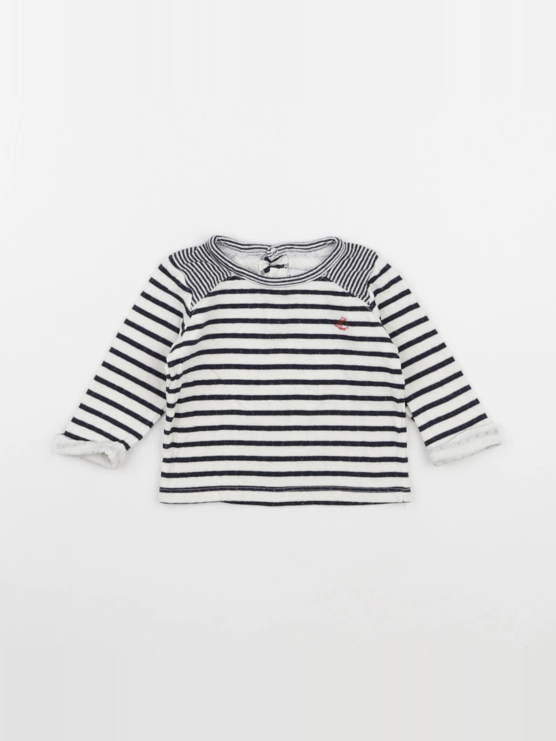 Petit Bateau - tee-shirt blanc, bleu - 6 mois