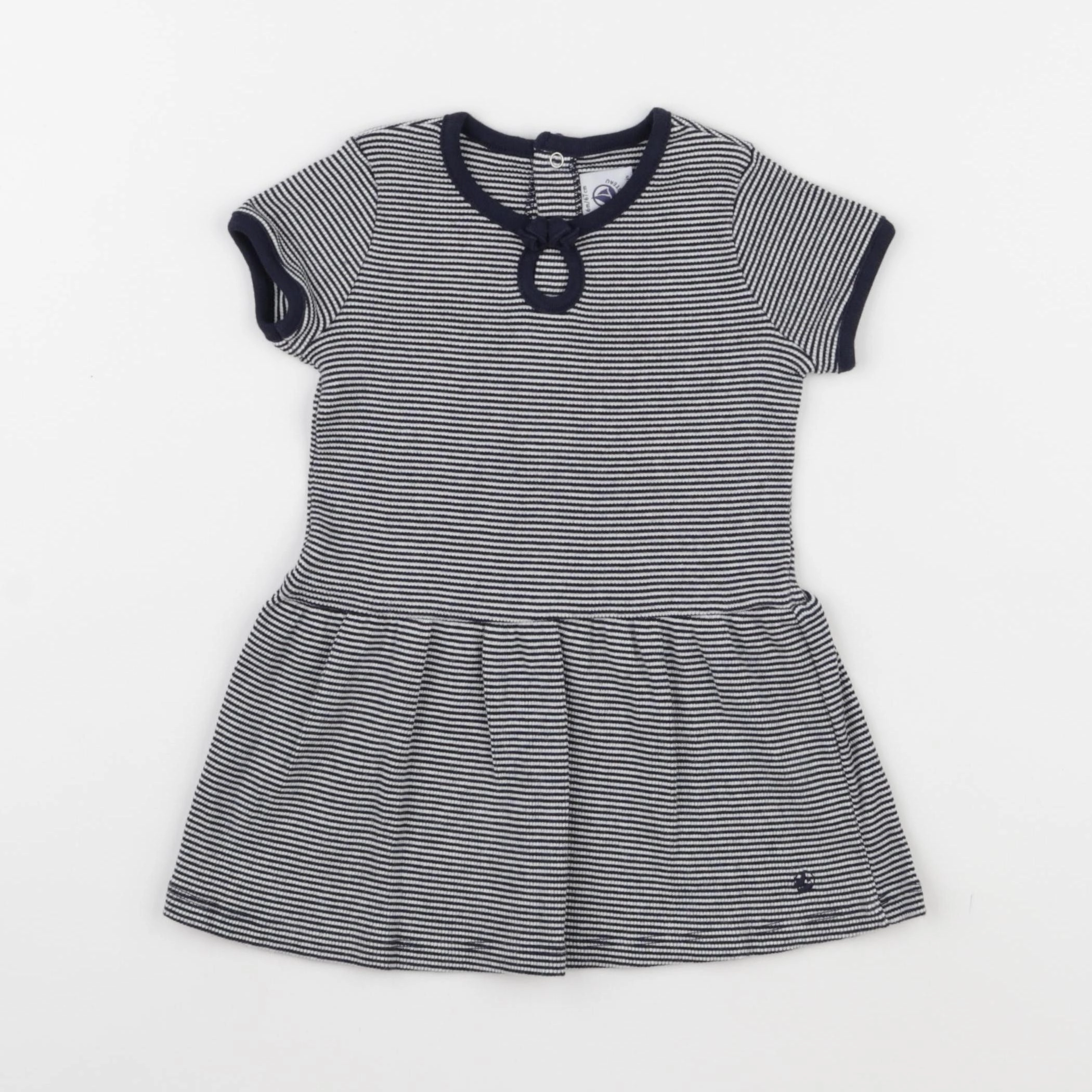 Petit Bateau - robe blanc, bleu - 6 mois