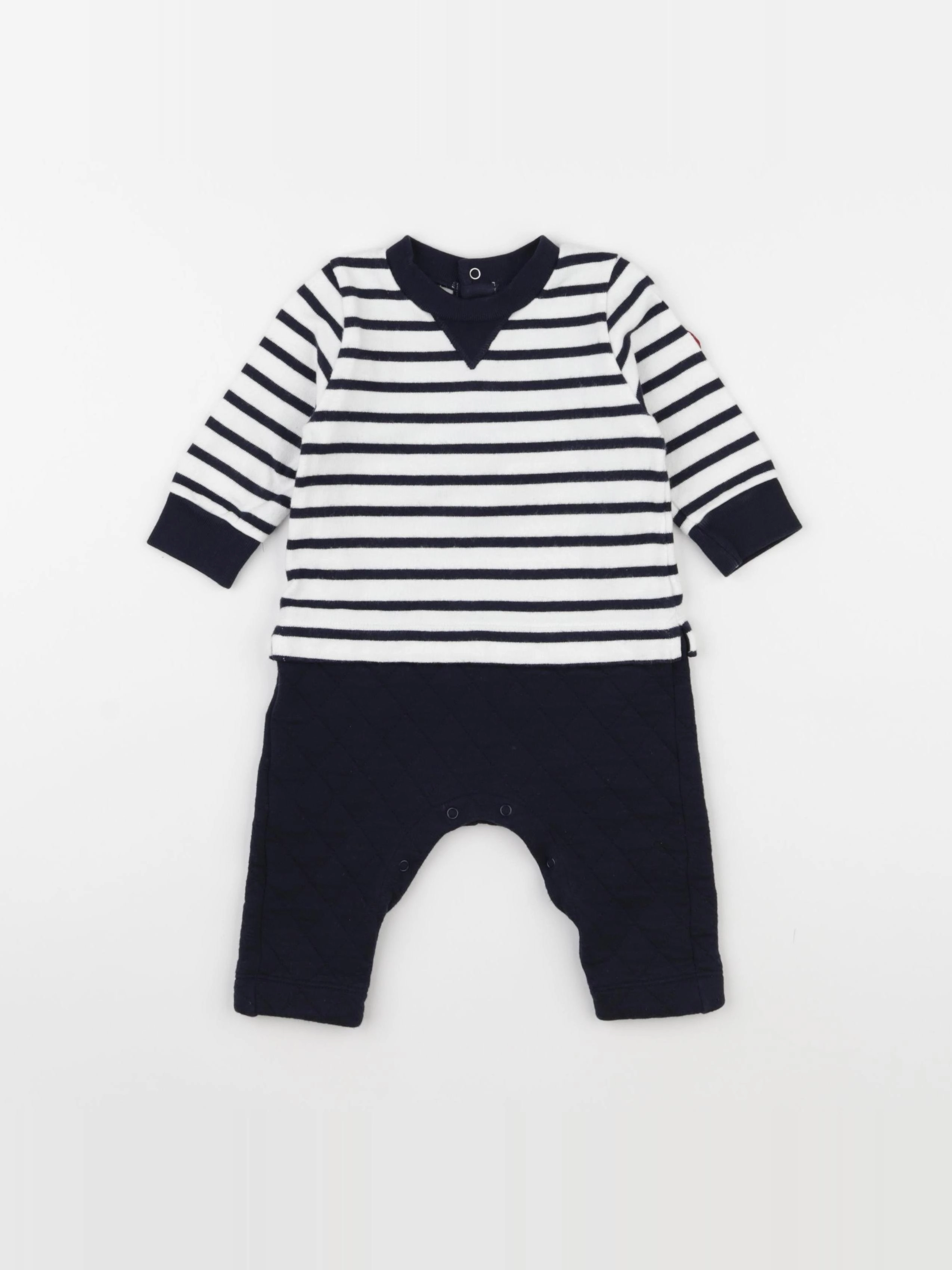 Petit Bateau - combinaison blanc, bleu - 6 mois