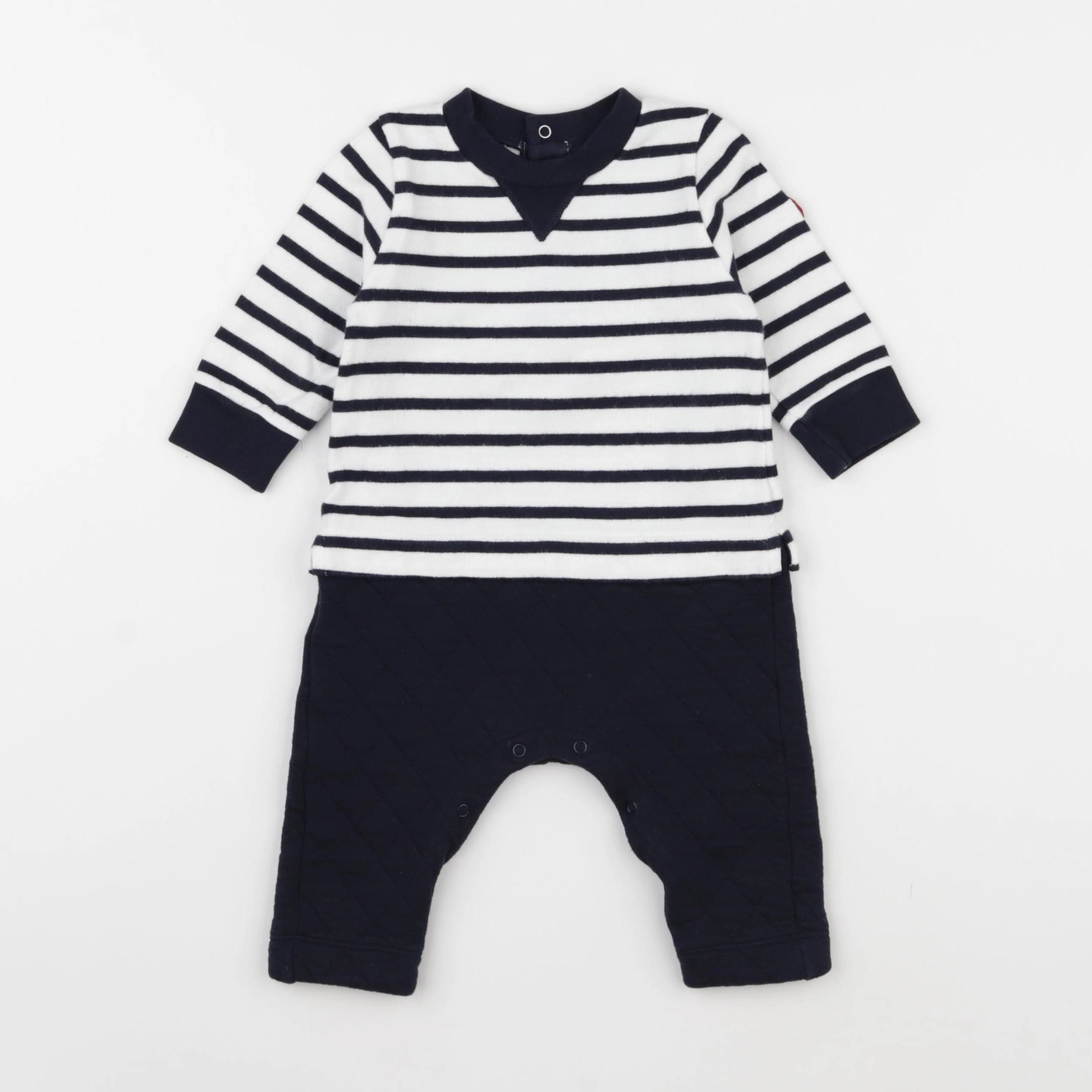 Petit Bateau - combinaison blanc, bleu - 6 mois