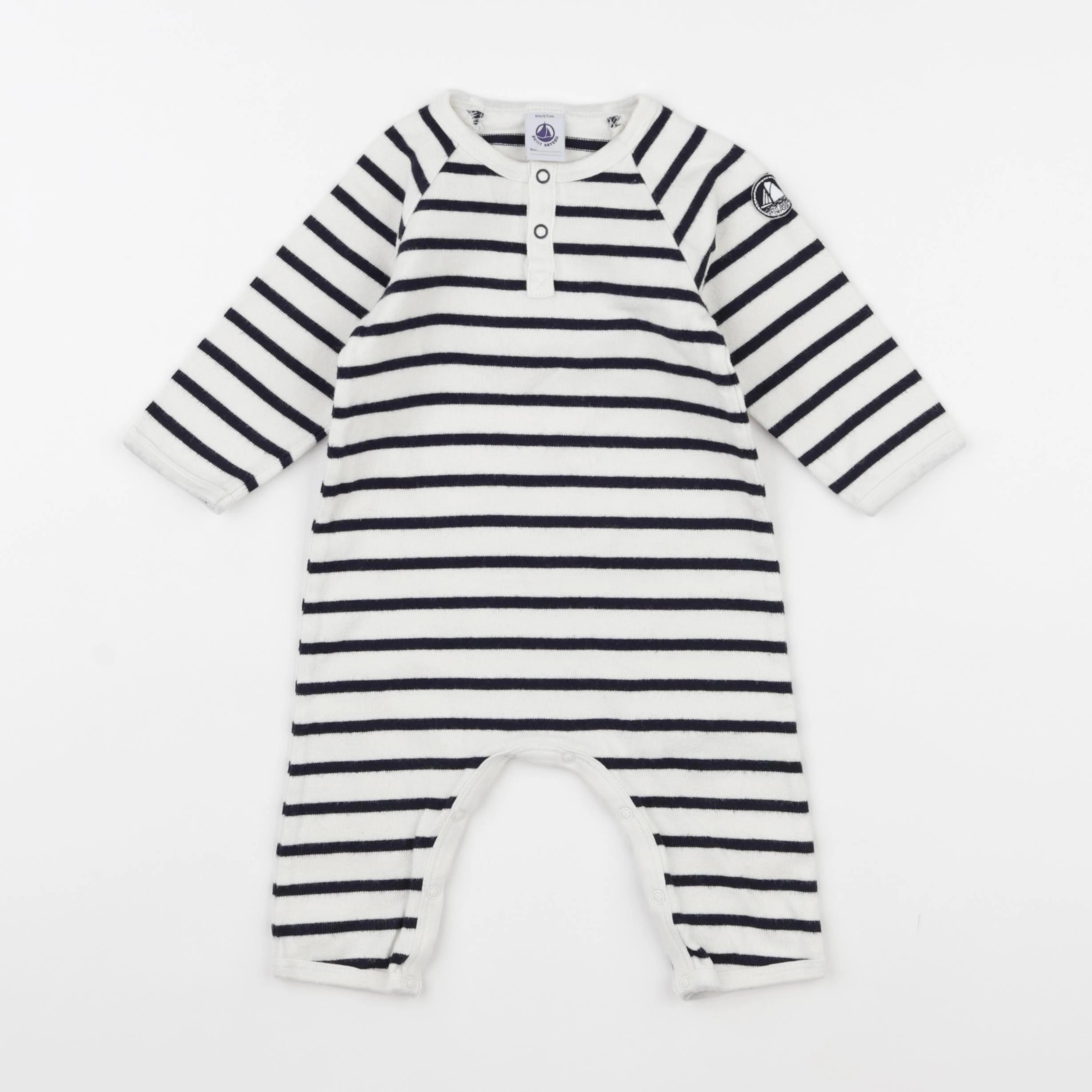 Petit Bateau - combinaison blanc, bleu - 6 mois