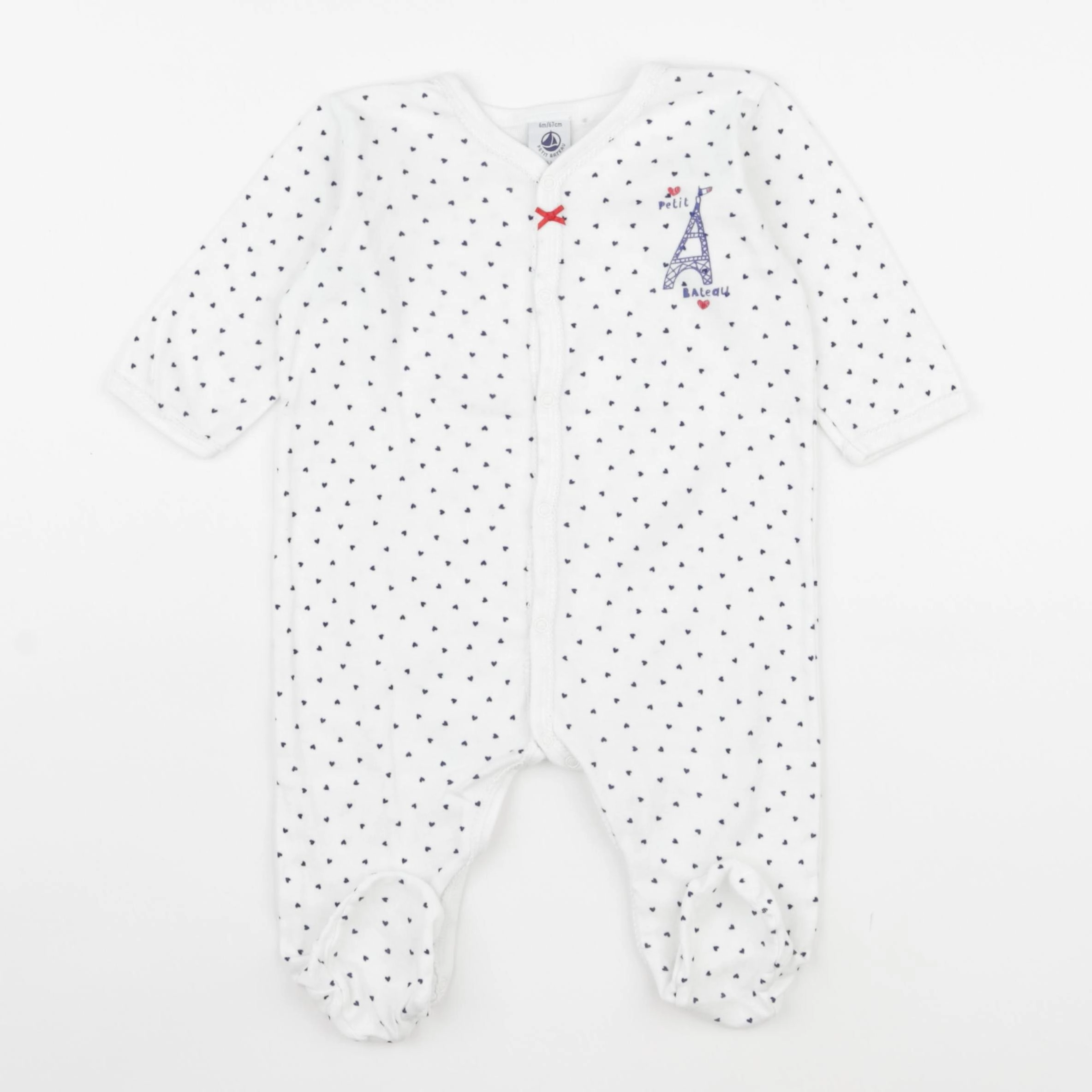 Petit Bateau - pyjama coton blanc, bleu - 6 mois