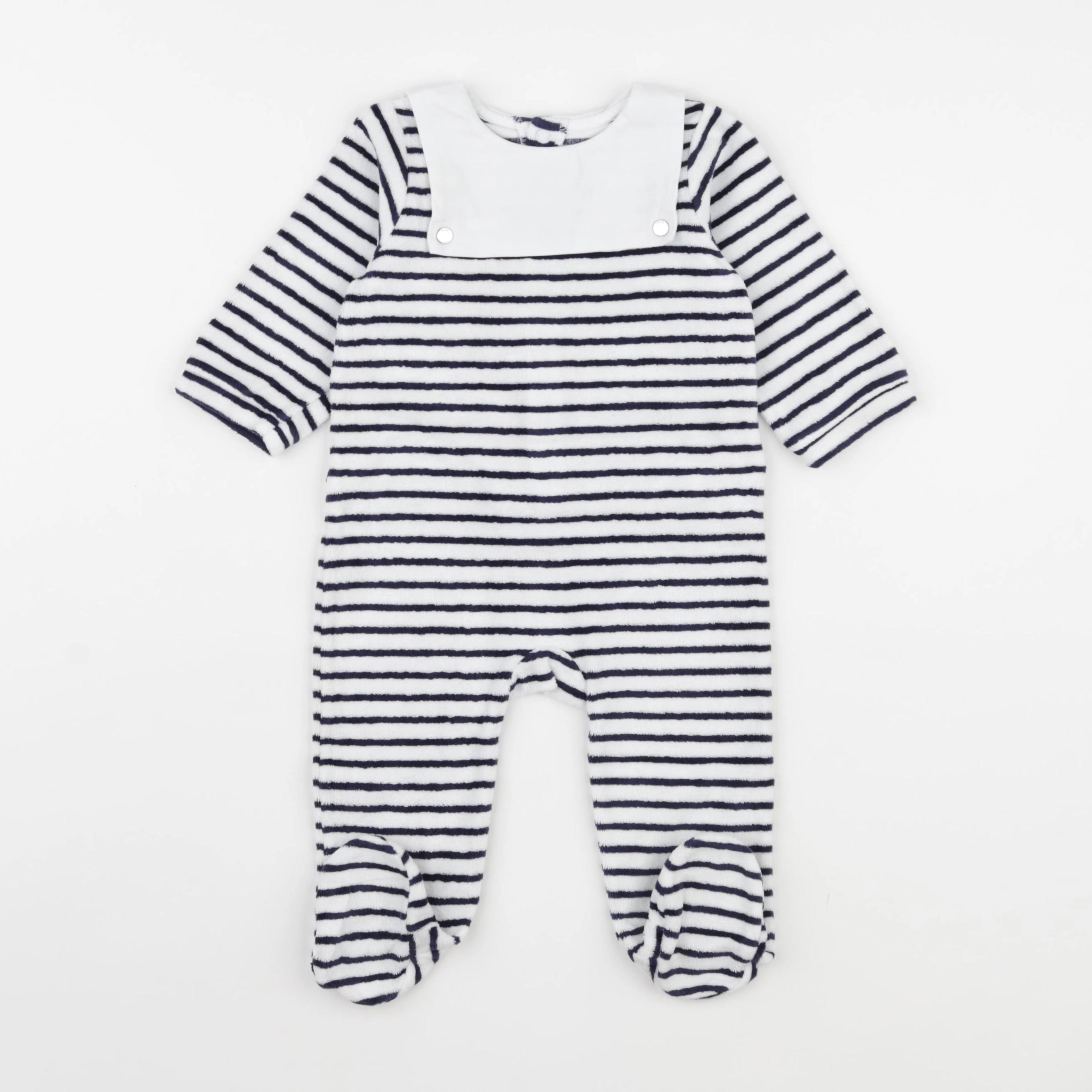 Jacadi - pyjama velours blanc, bleu - 6 mois