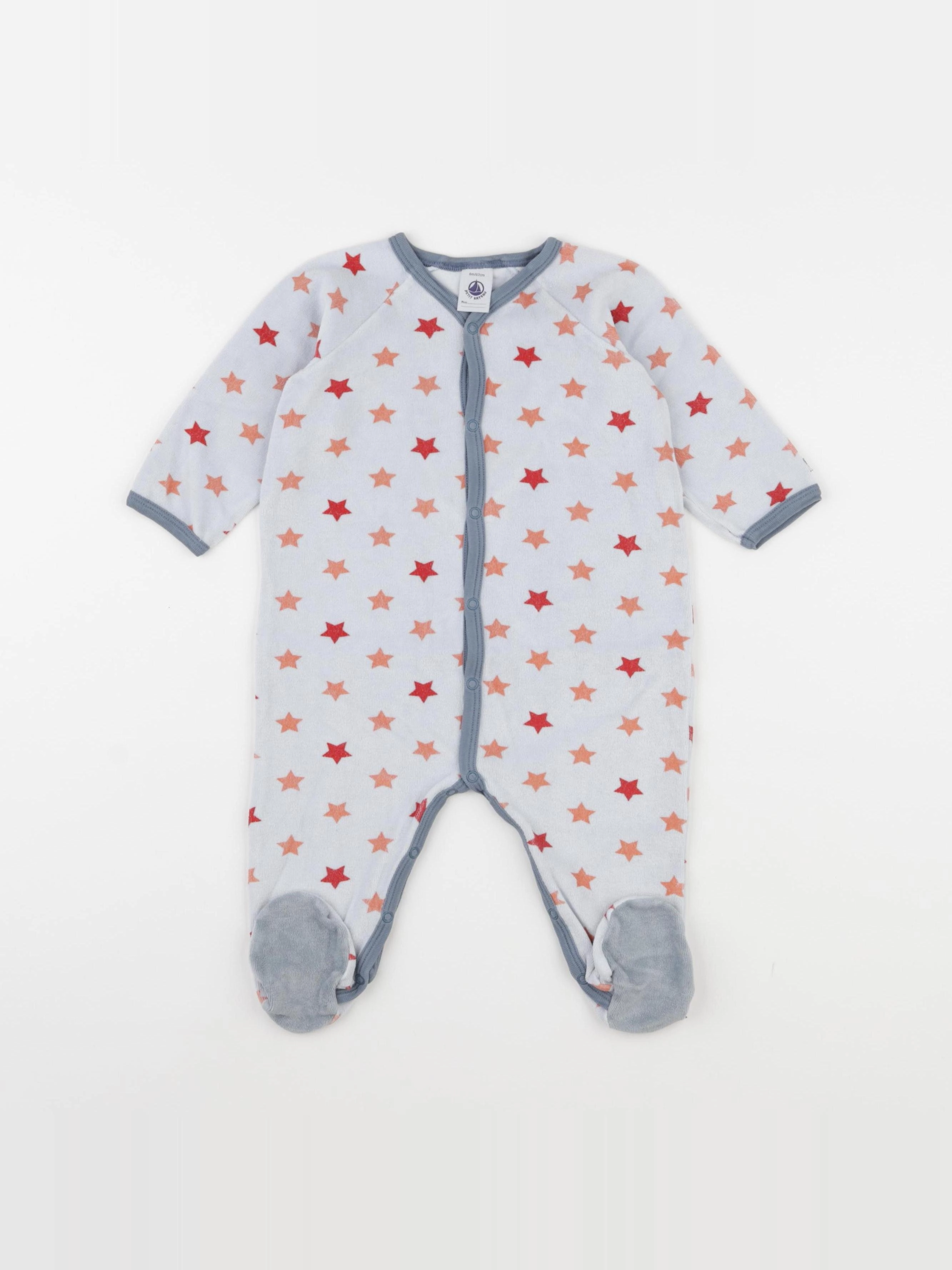 Petit Bateau - pyjama velours bleu - 6 mois
