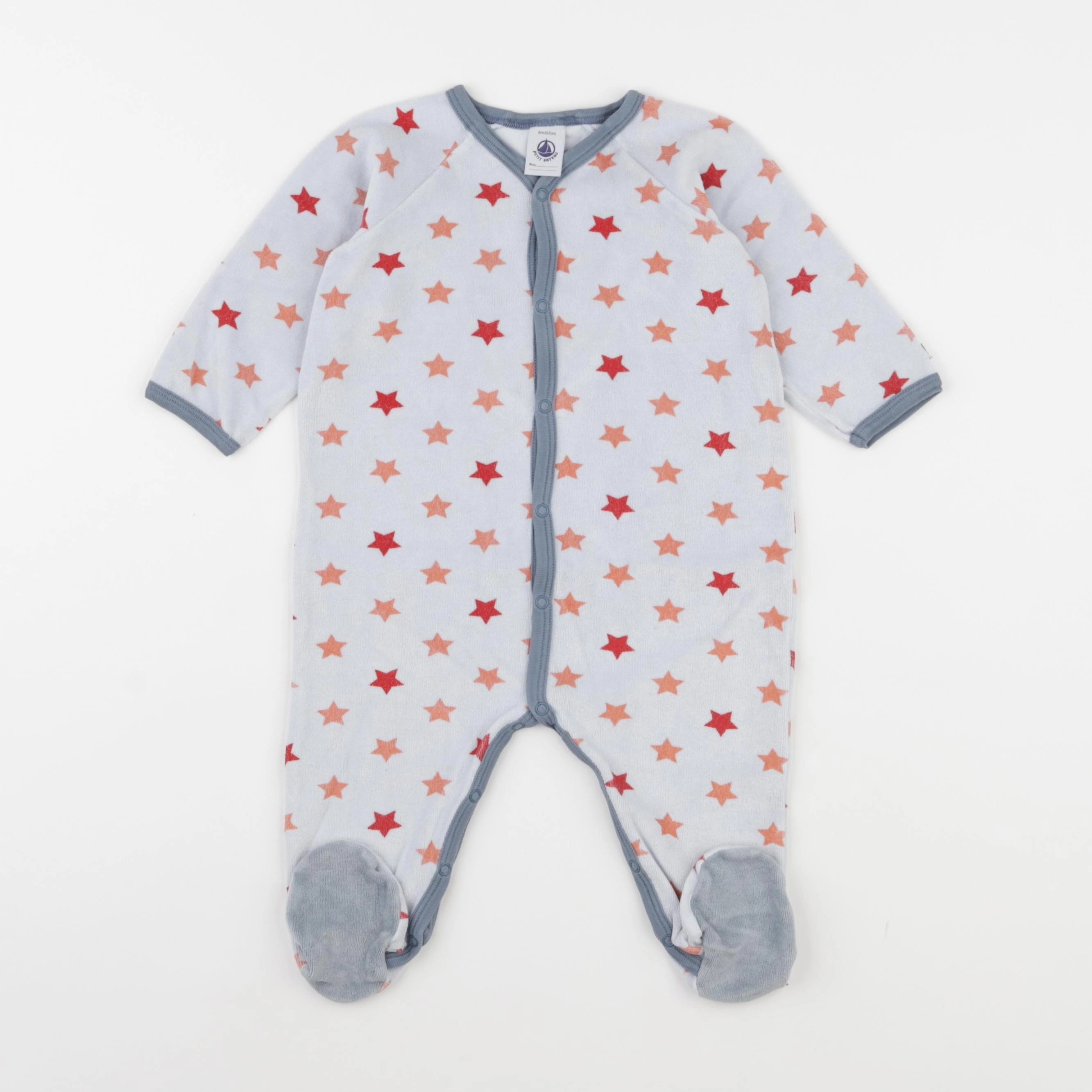 Petit Bateau - pyjama velours bleu - 6 mois