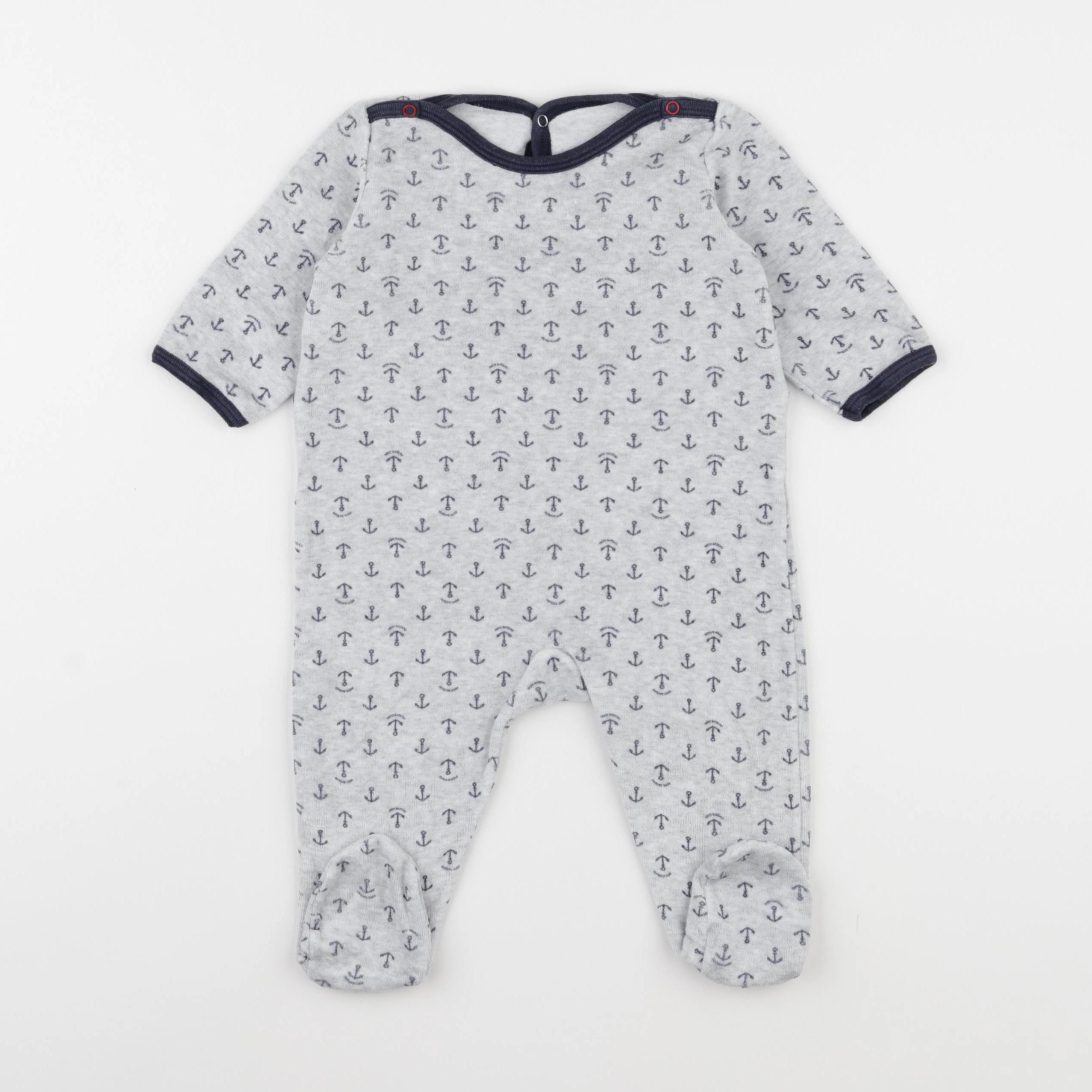 Petit Bateau - pyjama velours gris - 6 mois