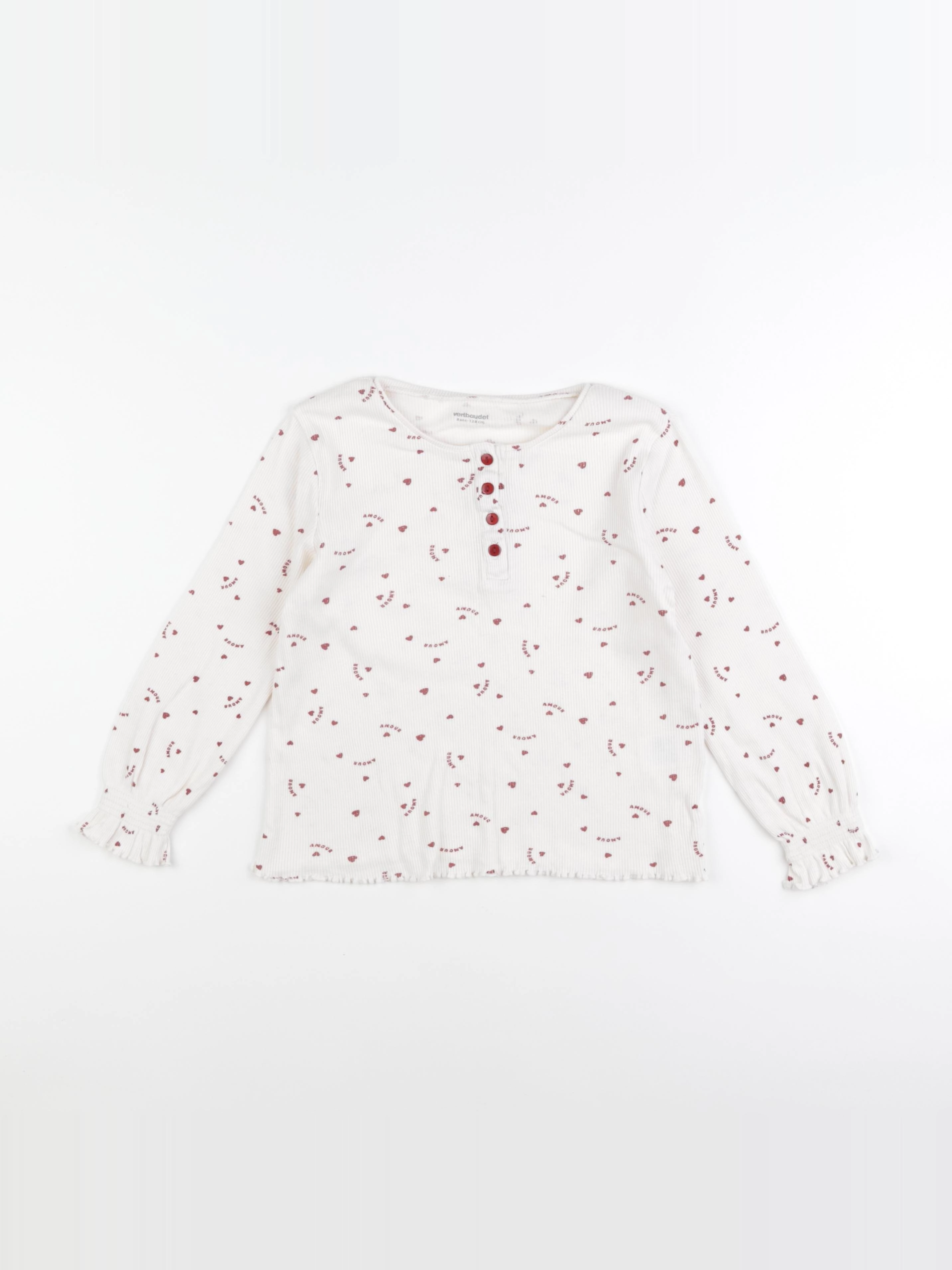Vertbaudet - tee-shirt beige, rouge - 8 ans