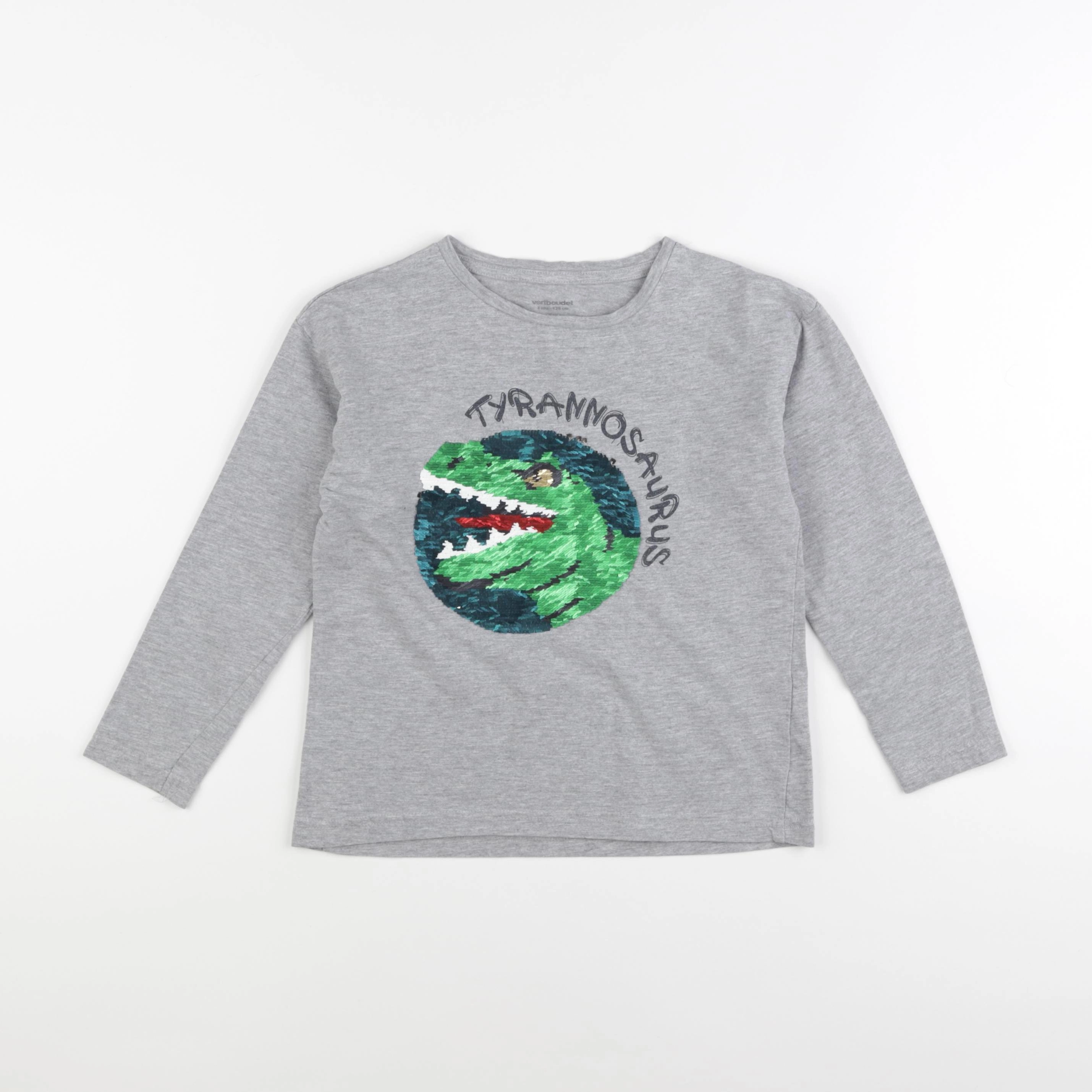 Vertbaudet - tee-shirt gris, vert - 8 ans