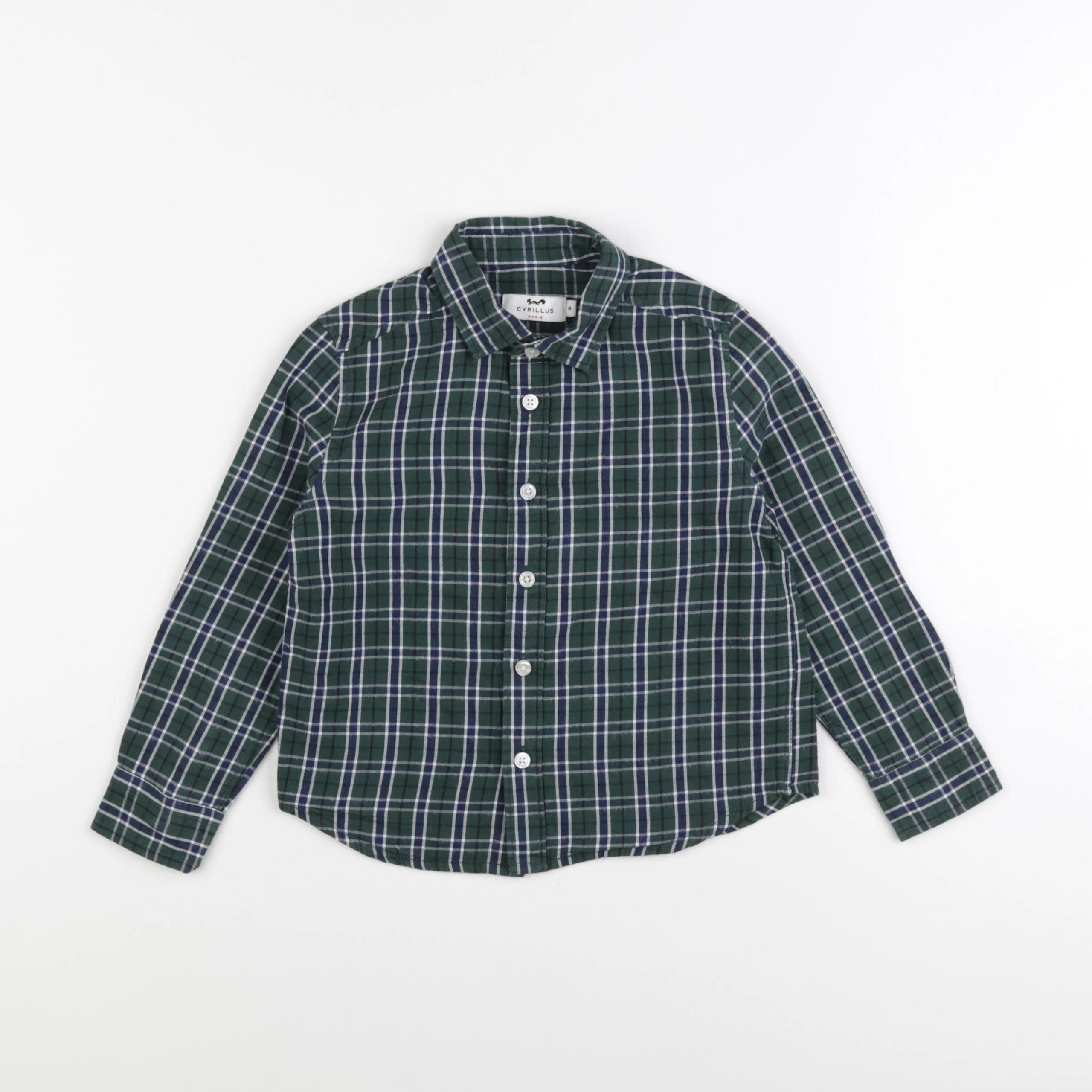 Cyrillus - chemise vert, bleu - 4 ans