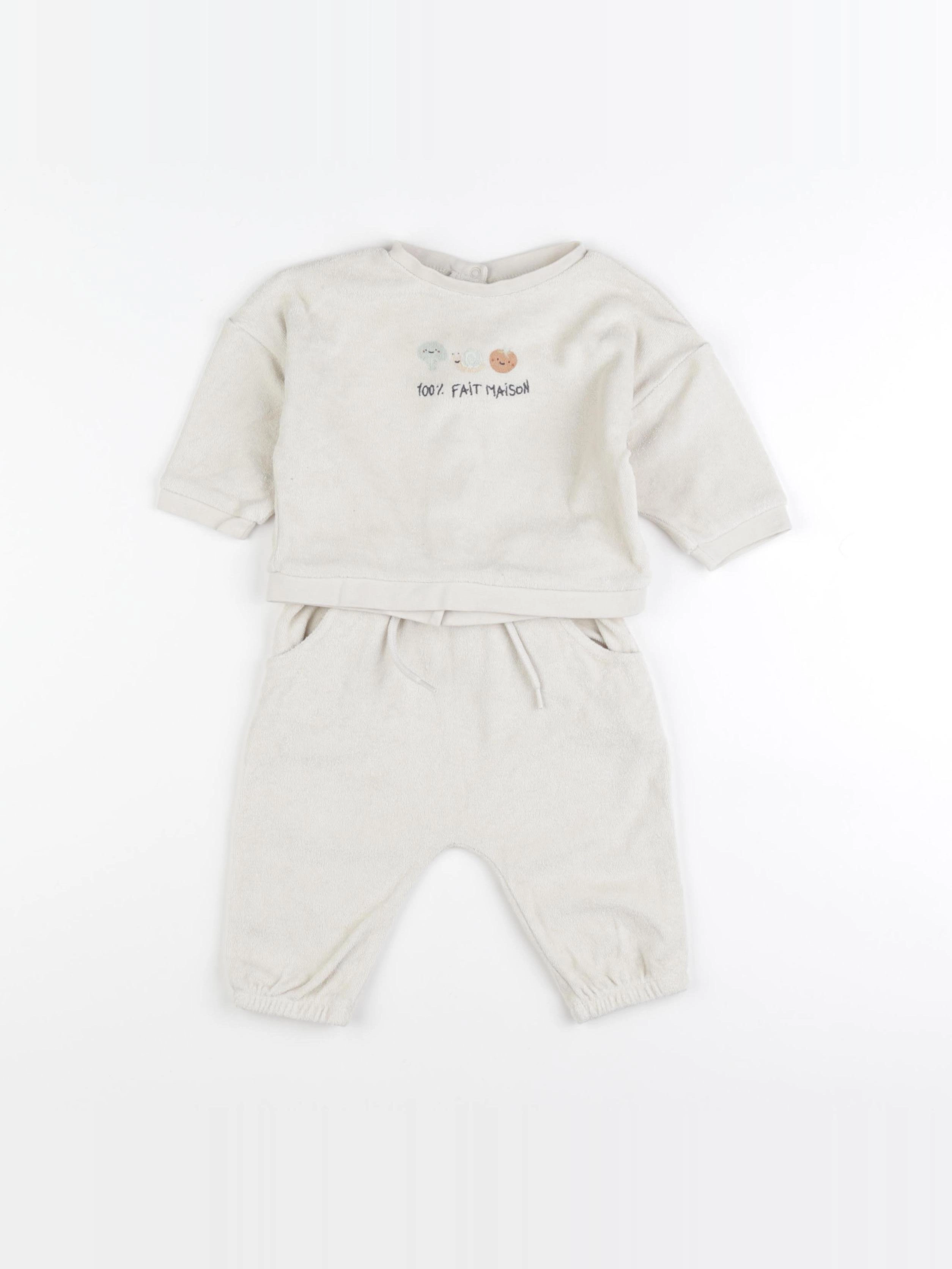 Vertbaudet - ensemble beige - 6 mois