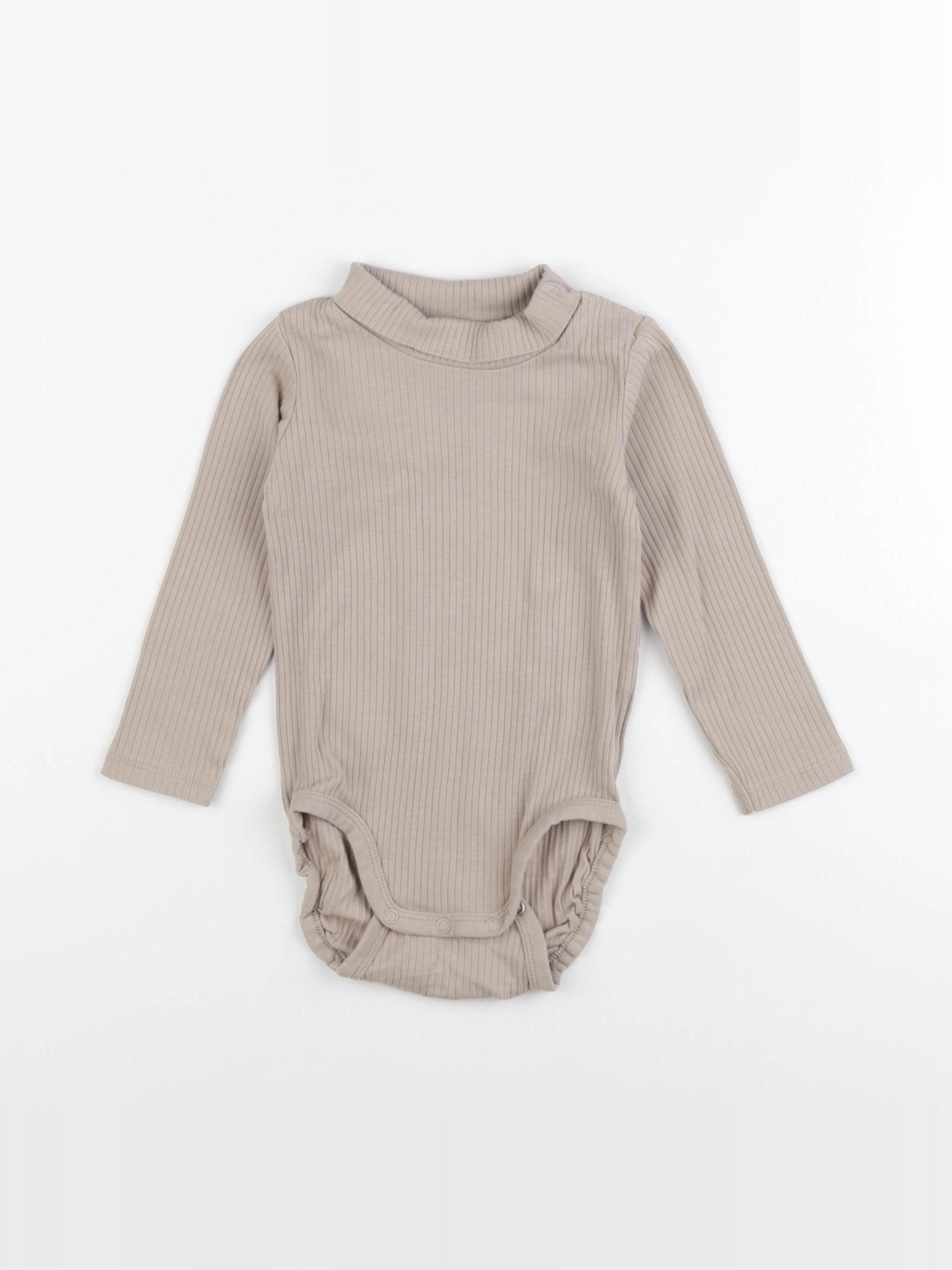 H&M - body à col marron - 12/18 mois