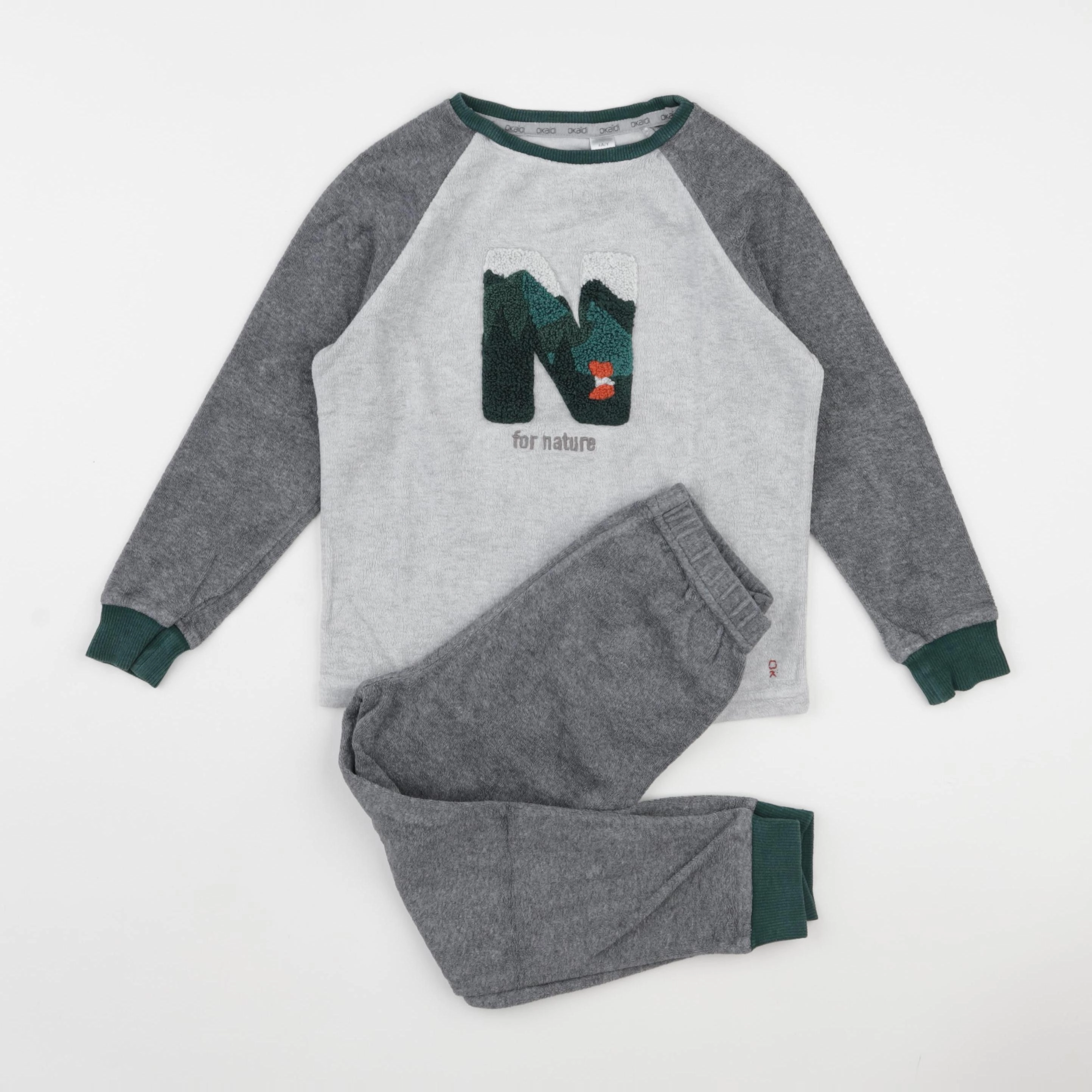 Okaidi - pyjama velours gris - 4 ans