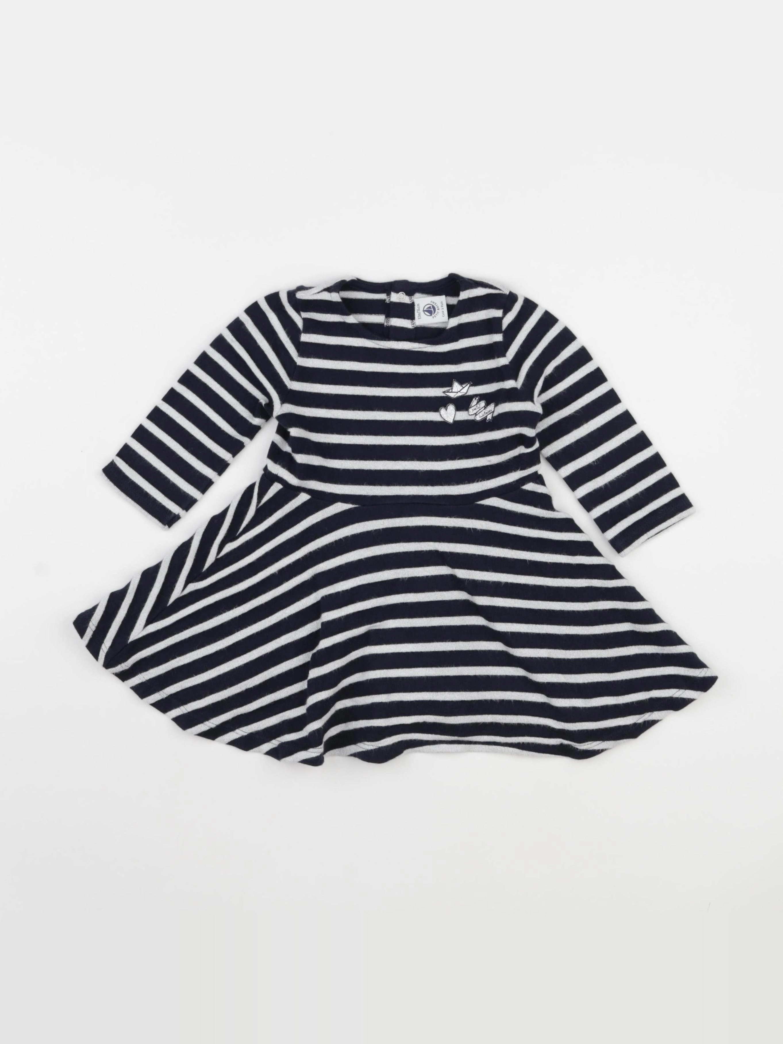 Petit Bateau - robe bleu, argent - 12 mois