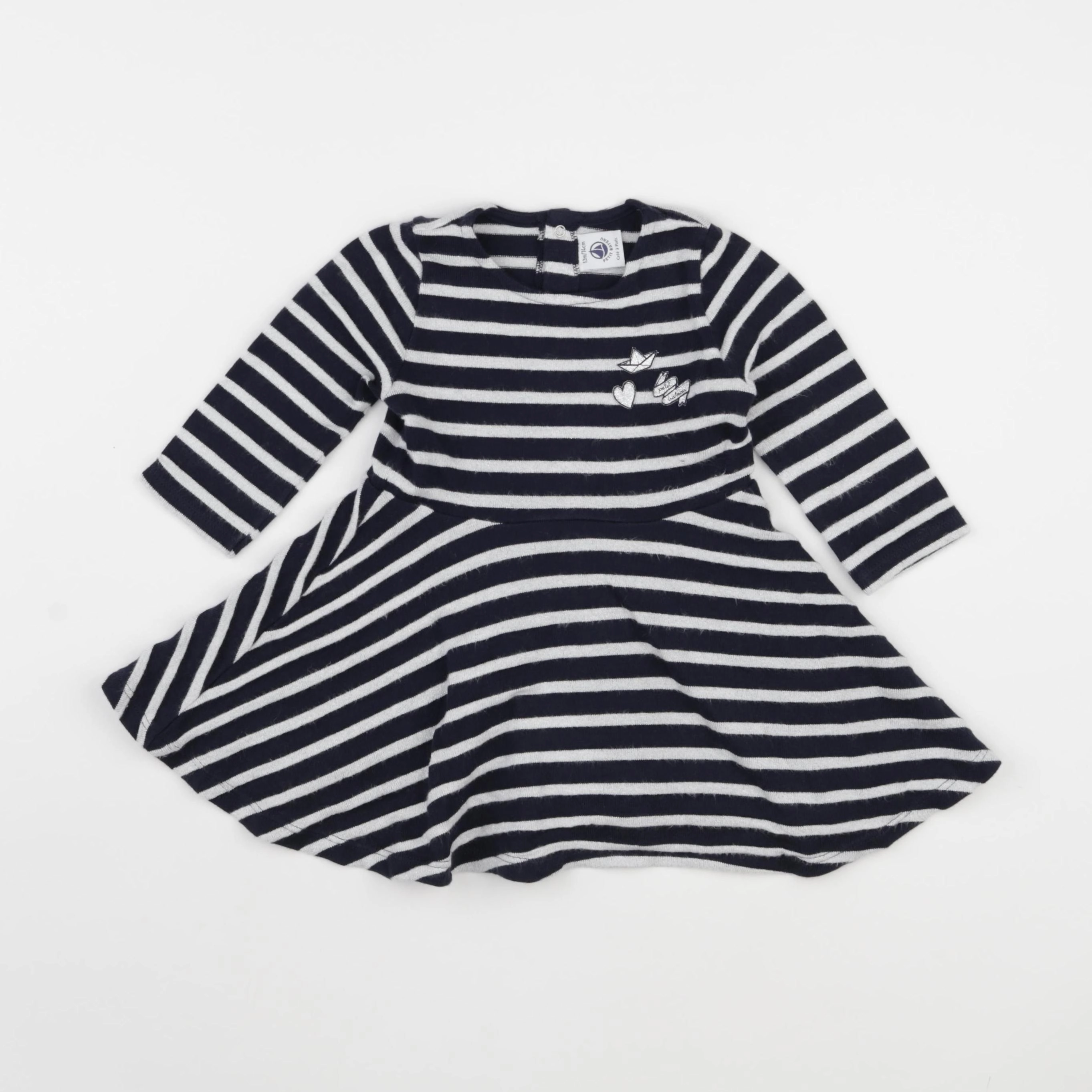 Petit Bateau - robe bleu, argent - 12 mois