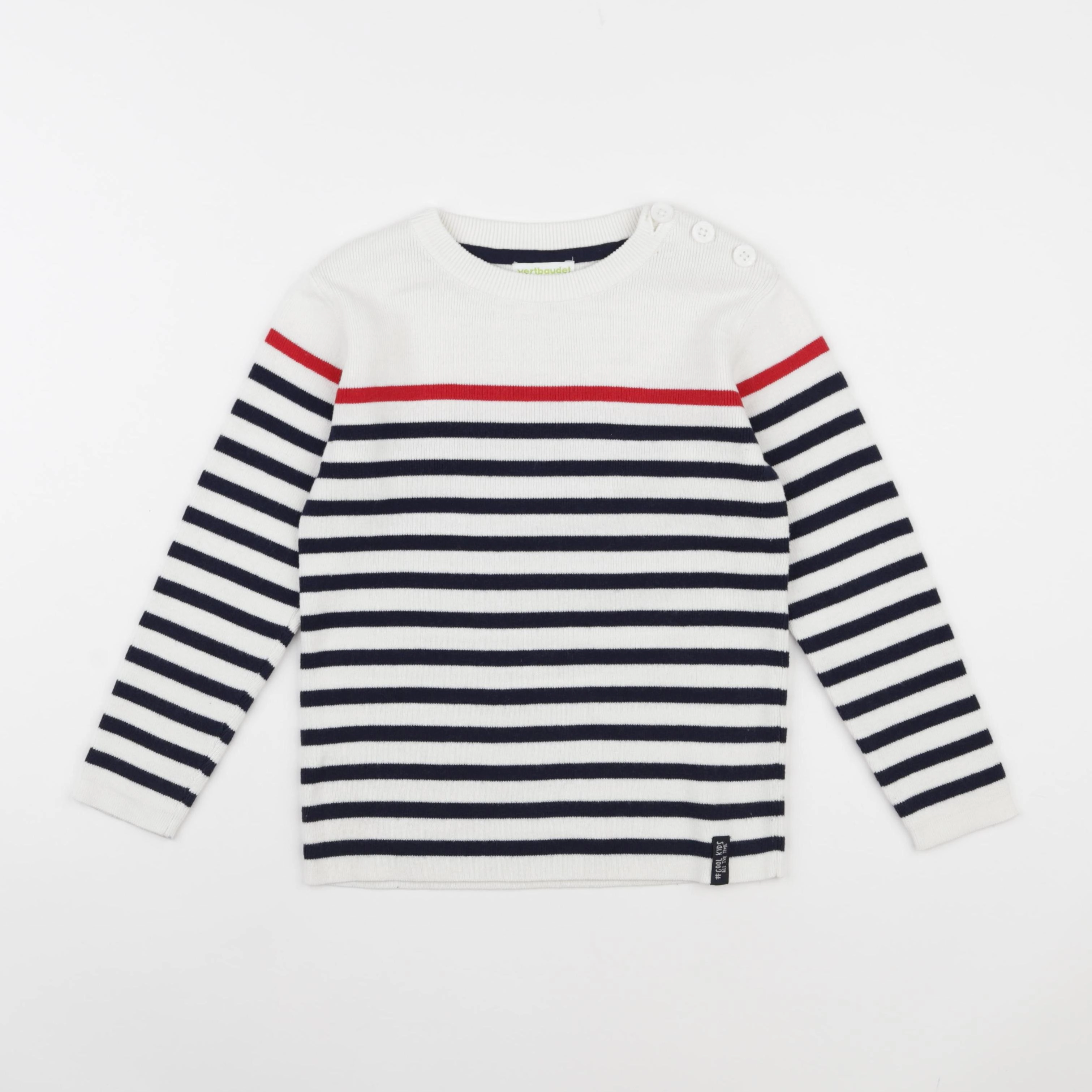 Vertbaudet - pull blanc, bleu - 6 ans