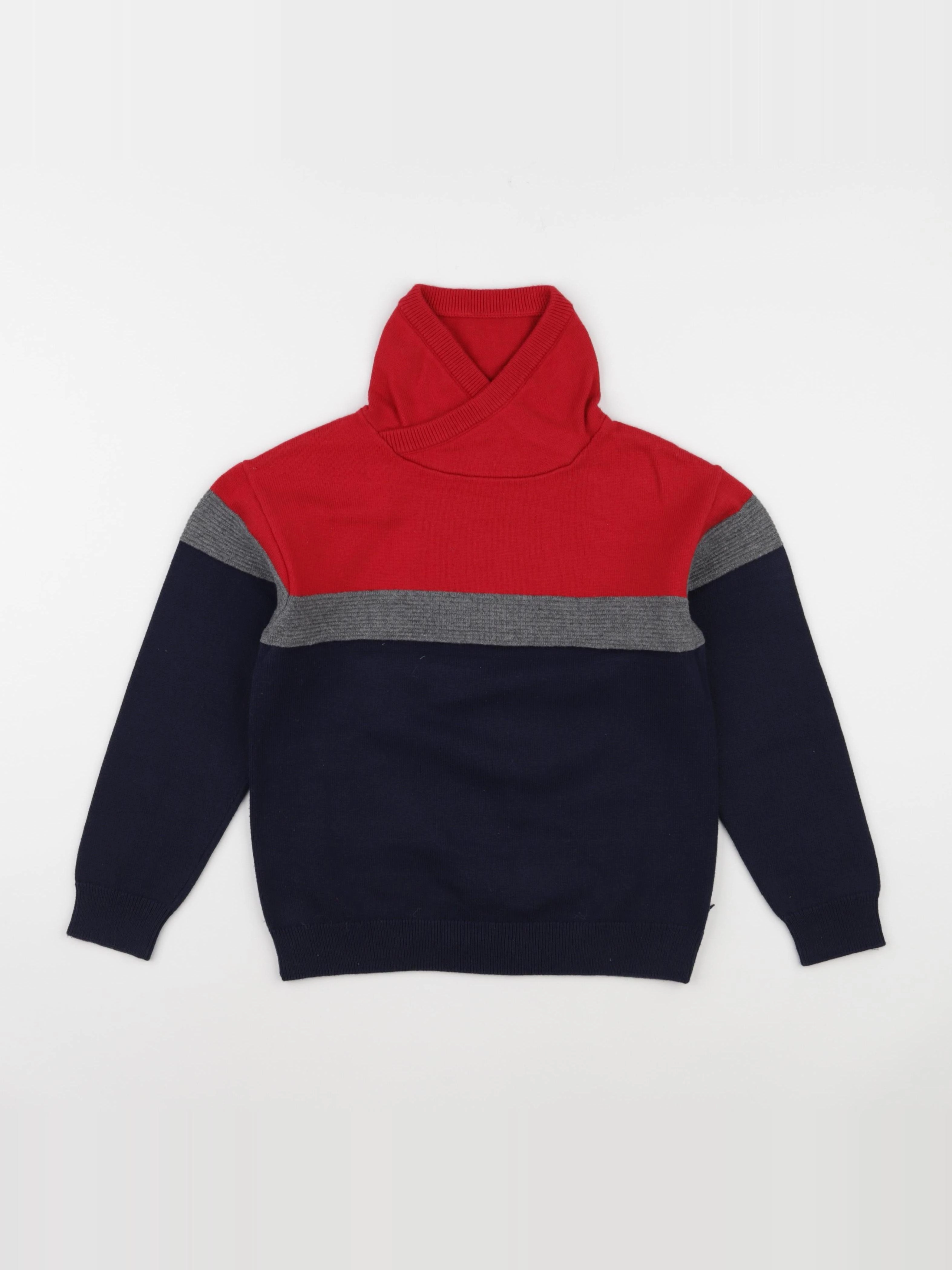 Okaidi - pull rouge, bleu - 8 ans