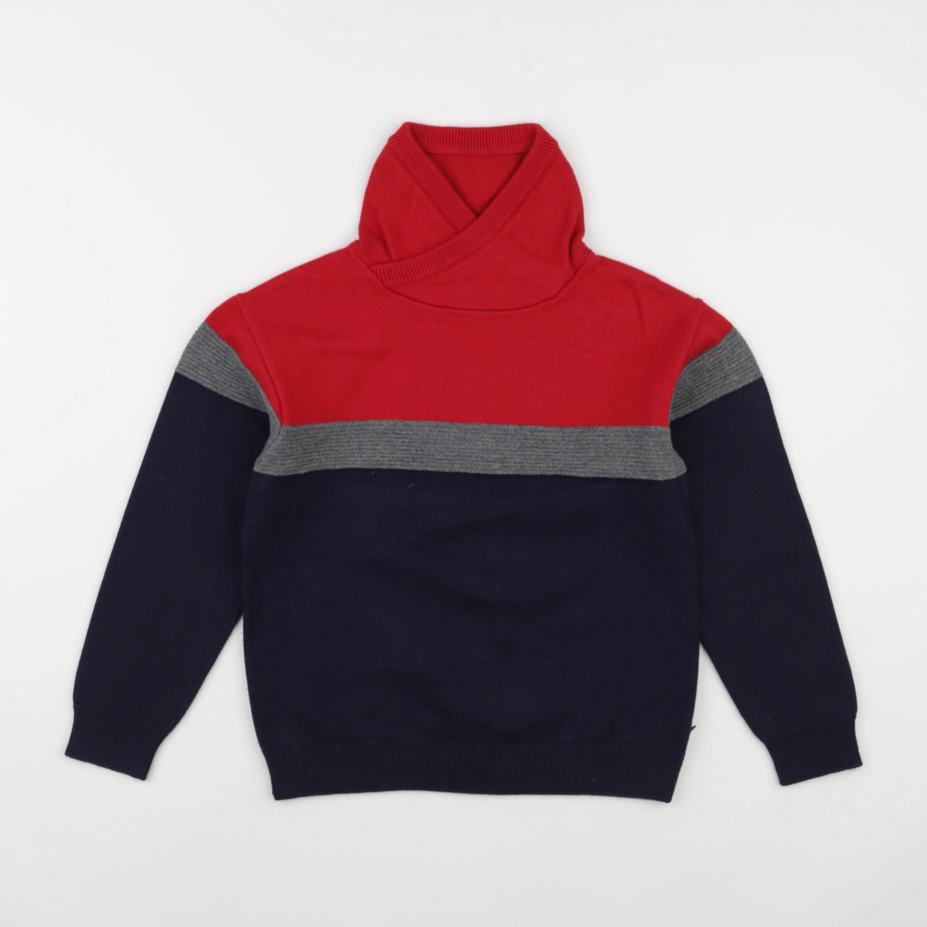 Okaidi - pull rouge, bleu - 8 ans