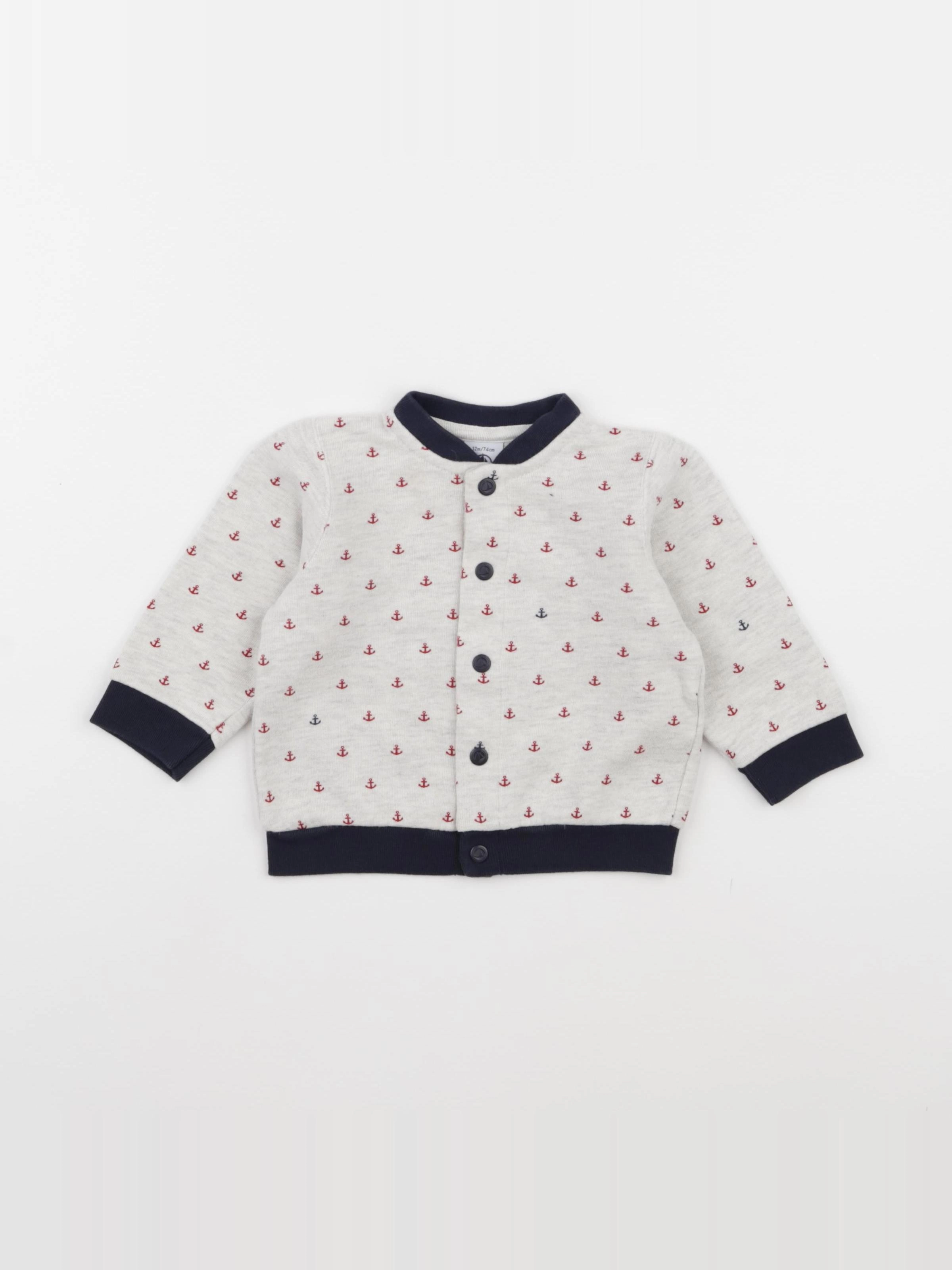 Petit Bateau - sweat gris - 12 mois