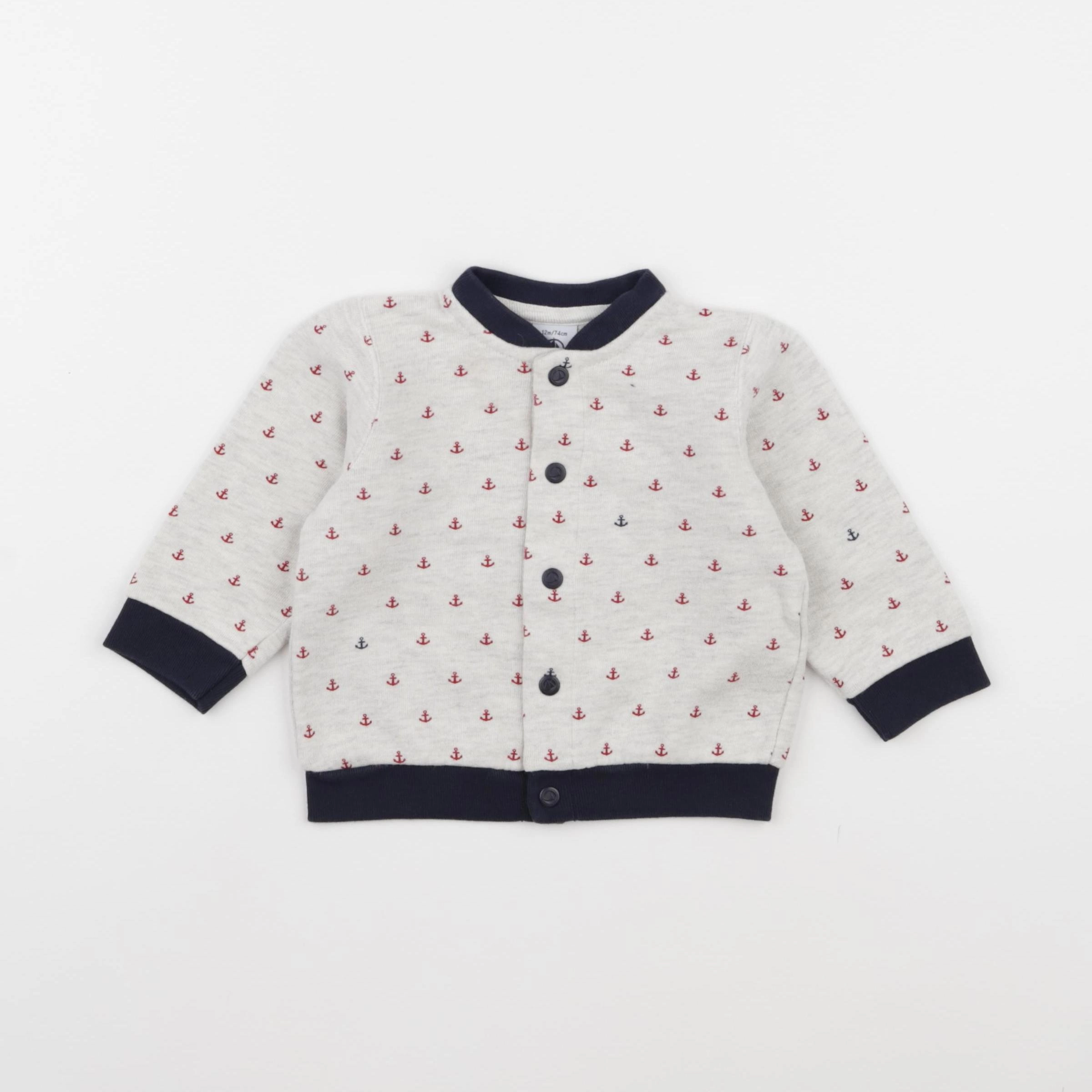 Petit Bateau - sweat gris - 12 mois