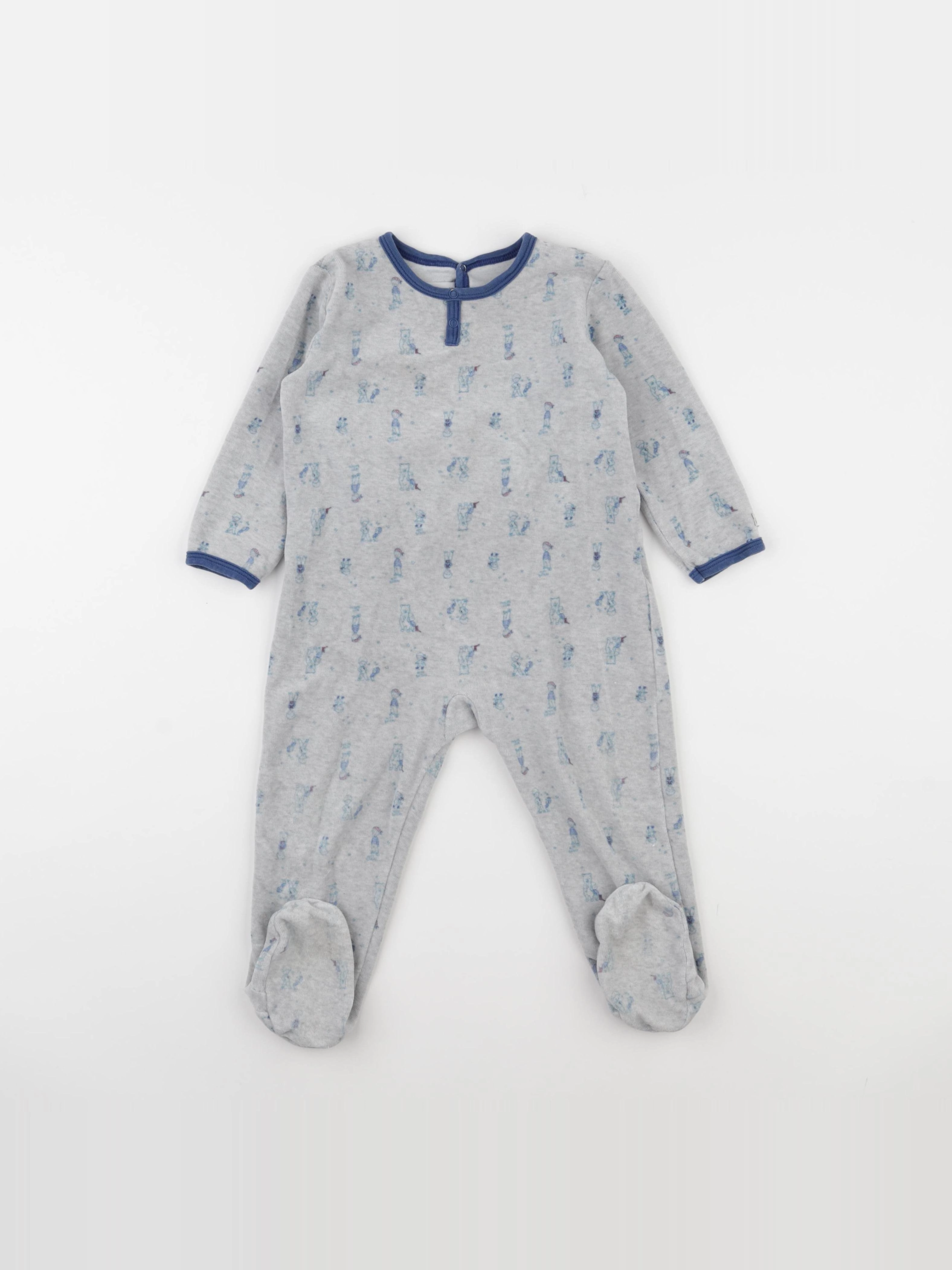 Petit Bateau - pyjama velours gris - 24 mois