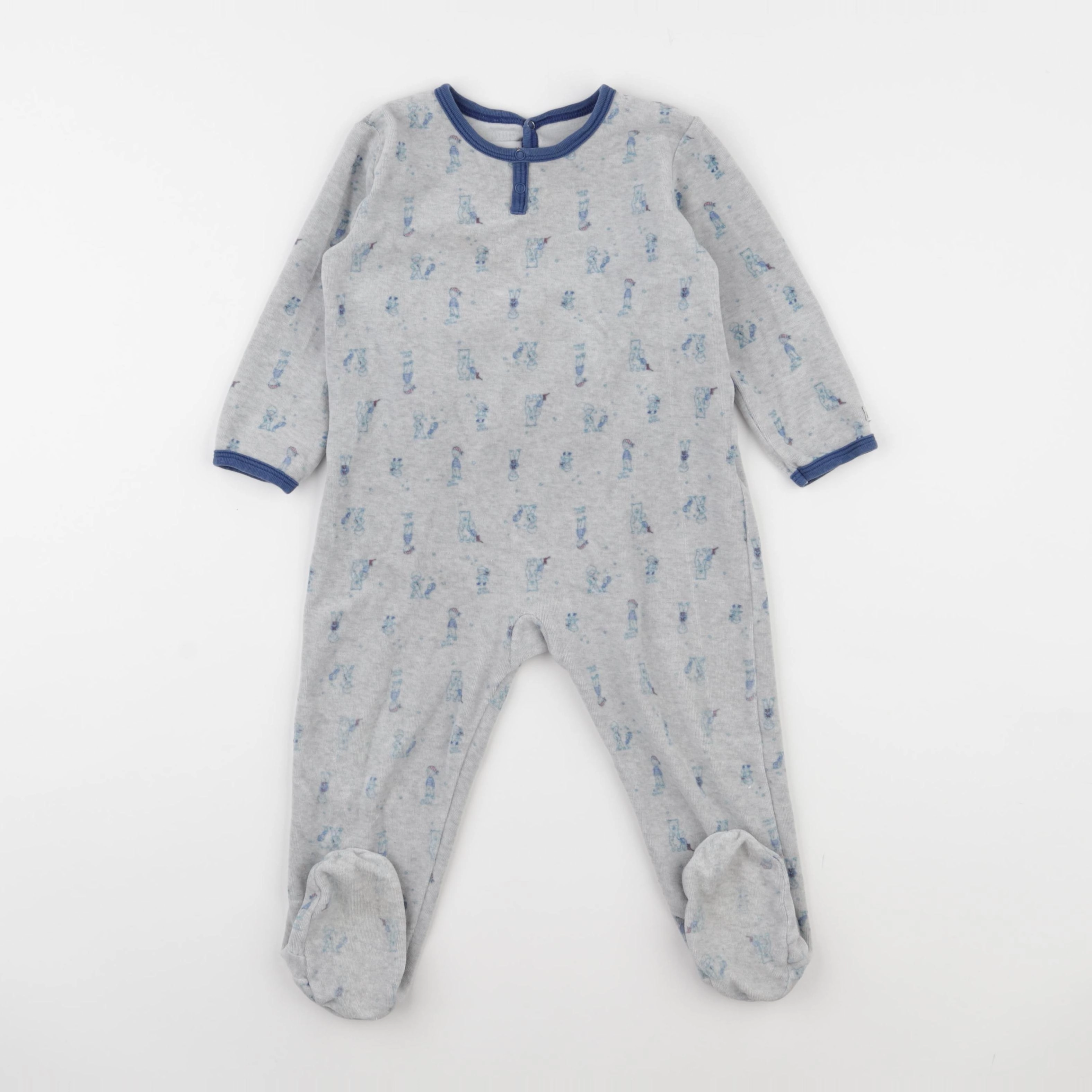 Petit Bateau - pyjama velours gris - 24 mois