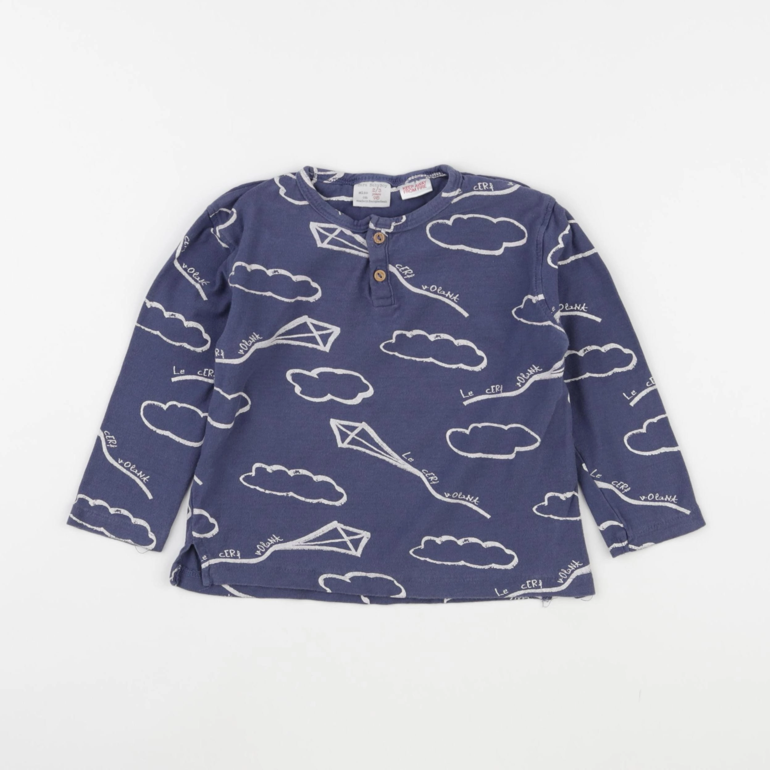Zara - tee-shirt bleu - 2/3 ans
