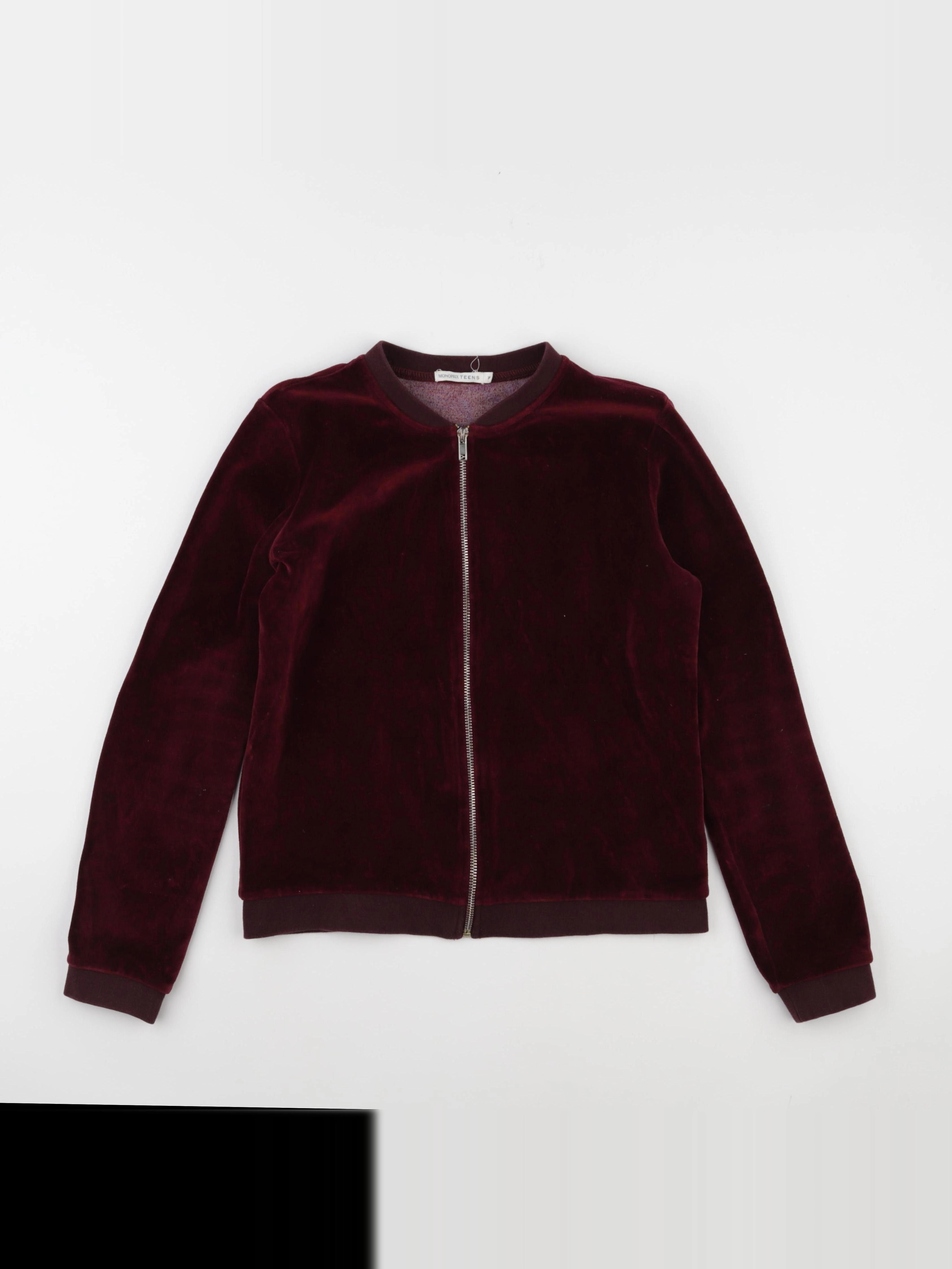 Monoprix - sweat velours rouge - 14 ans