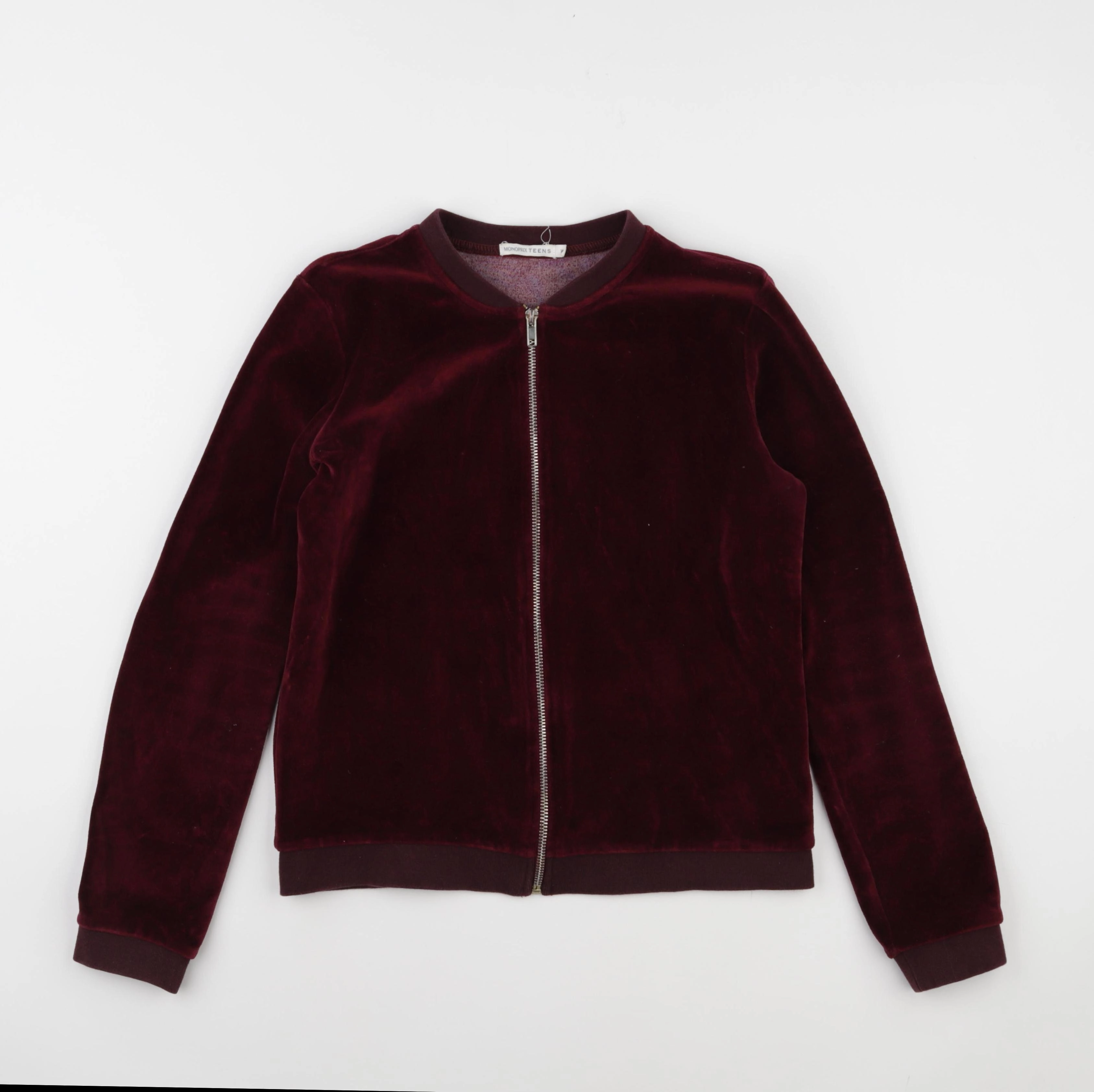 Monoprix - sweat velours rouge - 14 ans
