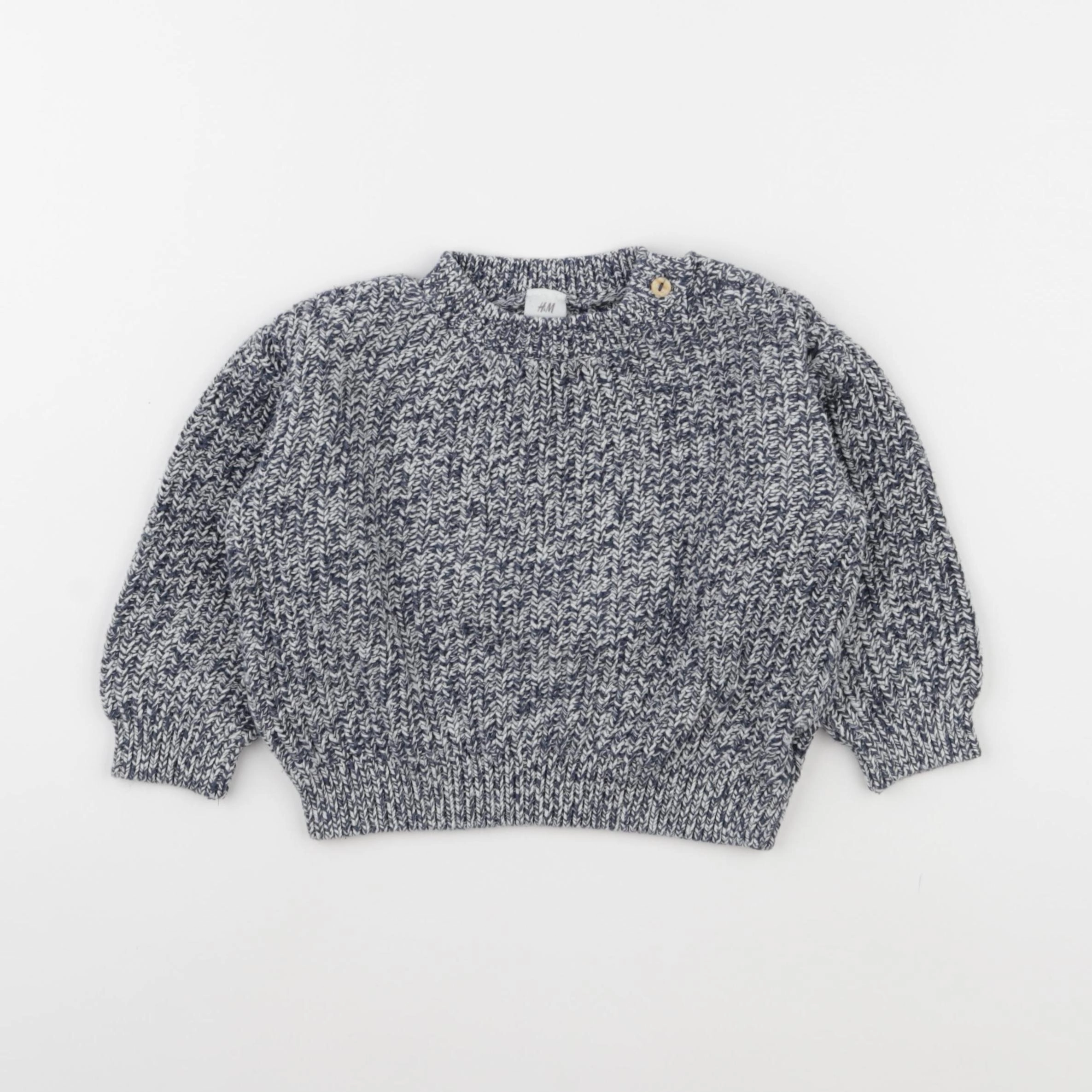 H&M - pull bleu, blanc - 12/18 mois