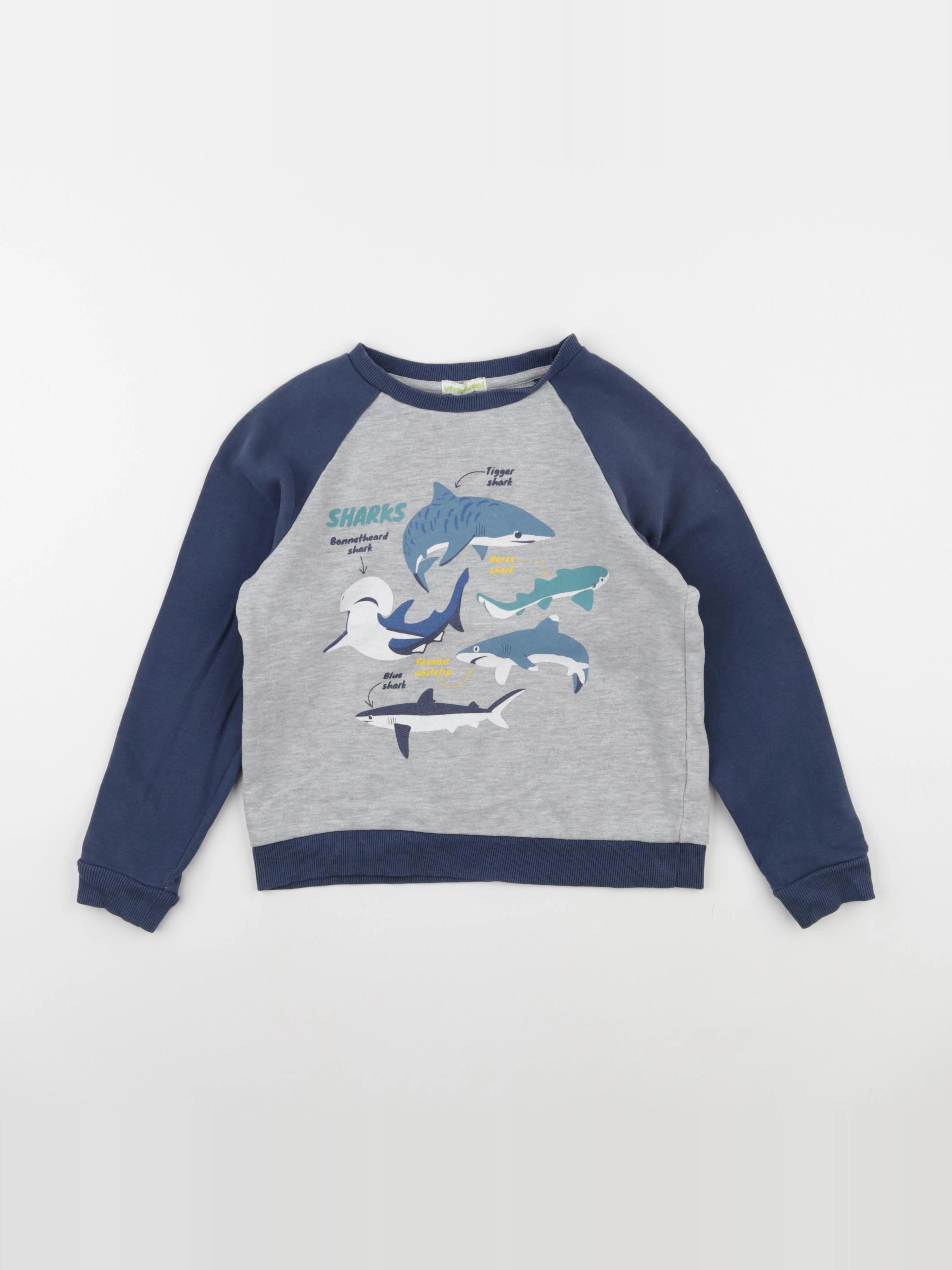 Vertbaudet - sweat bleu, gris - 8 ans