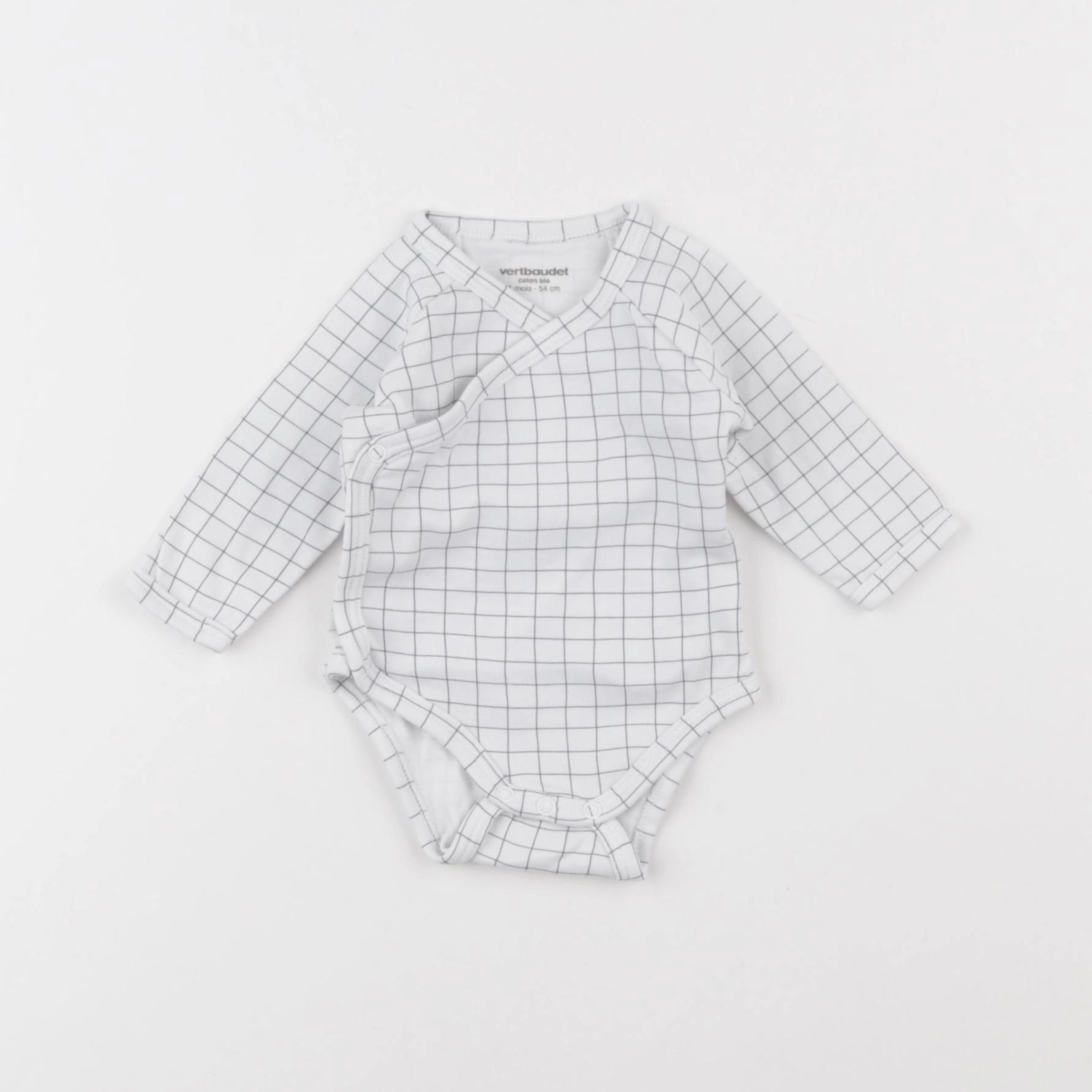 Vertbaudet - body blanc, bleu - 1 mois