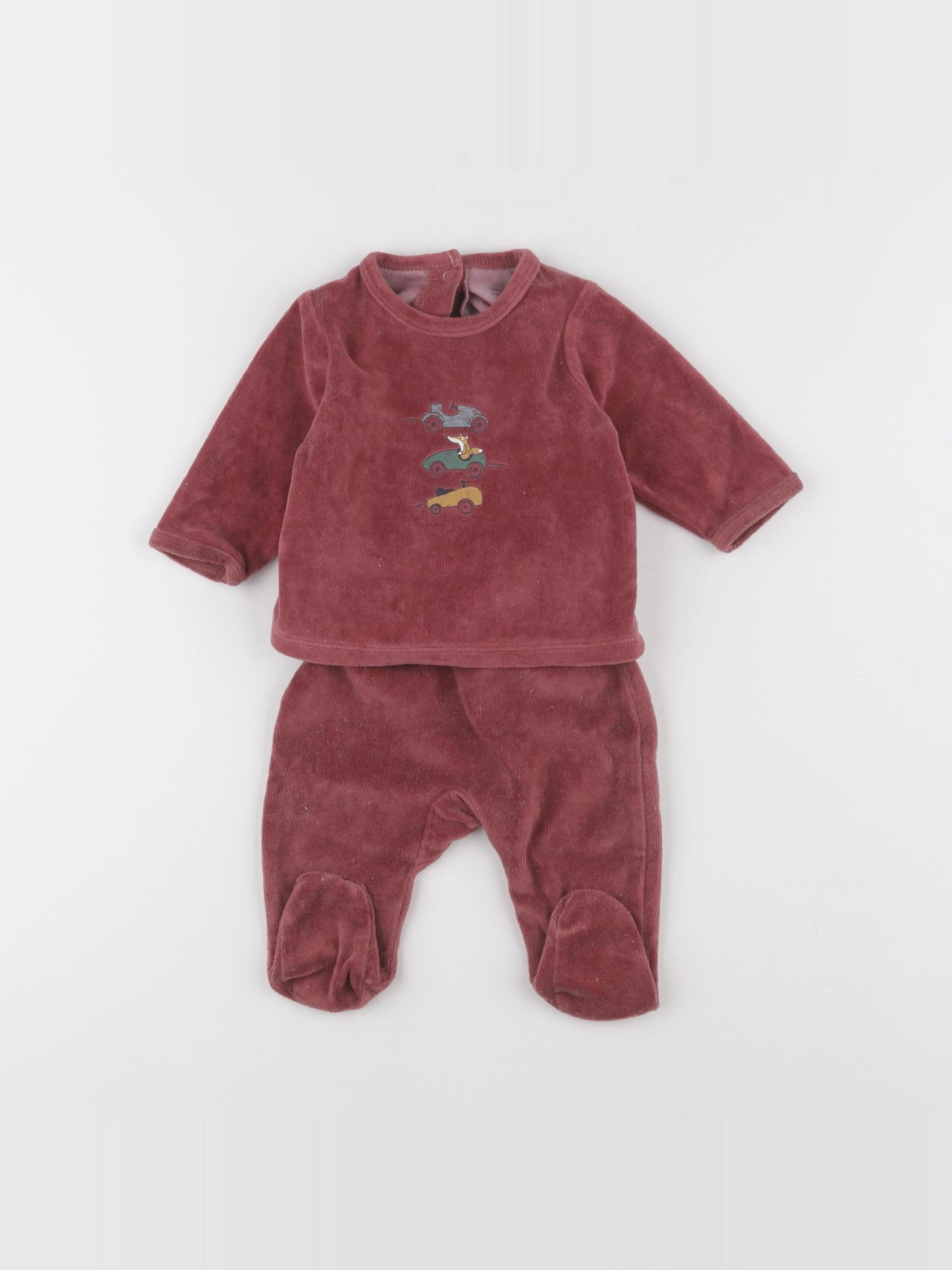 Vertbaudet - pyjama velours rouge - 3 mois