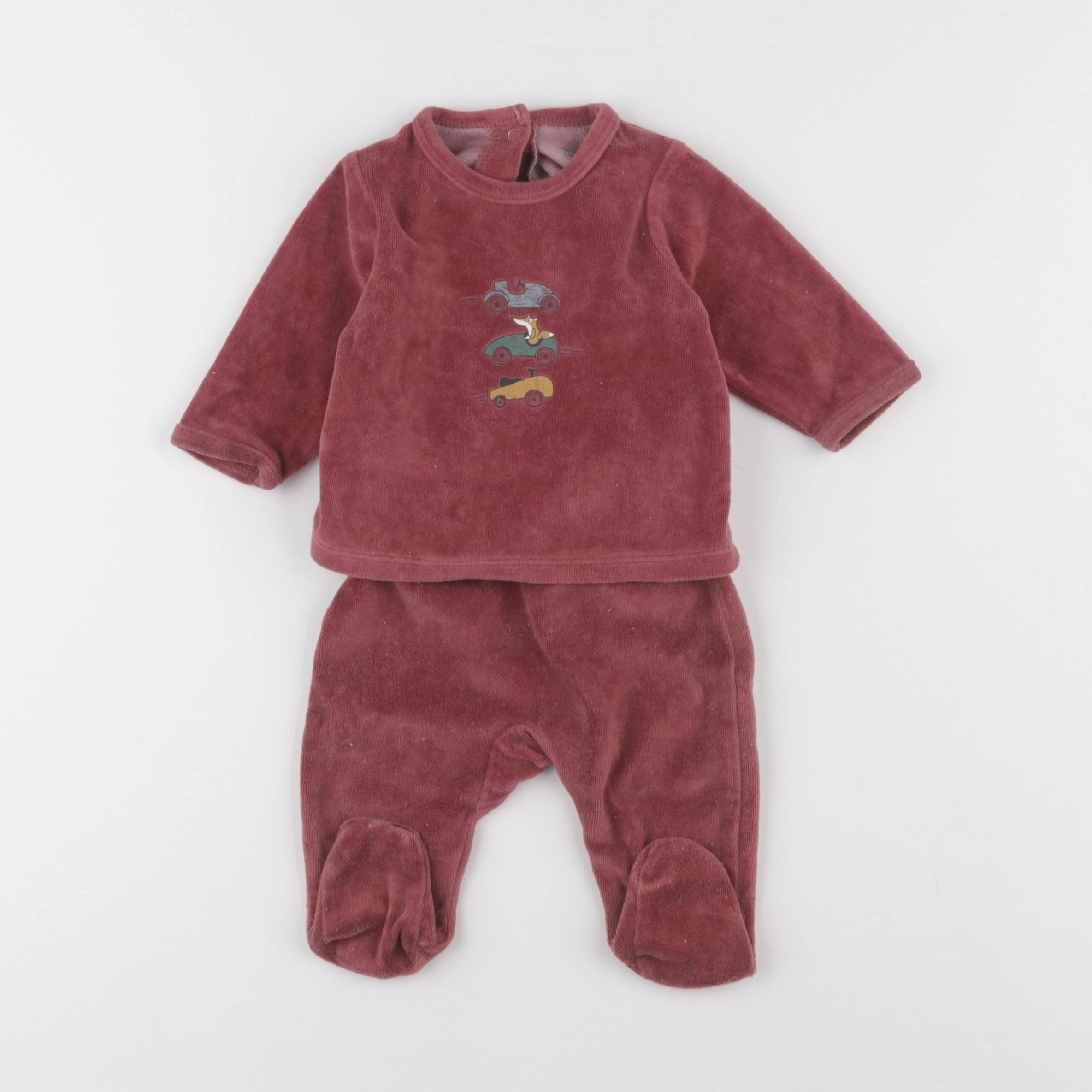 Vertbaudet - pyjama velours rouge - 3 mois