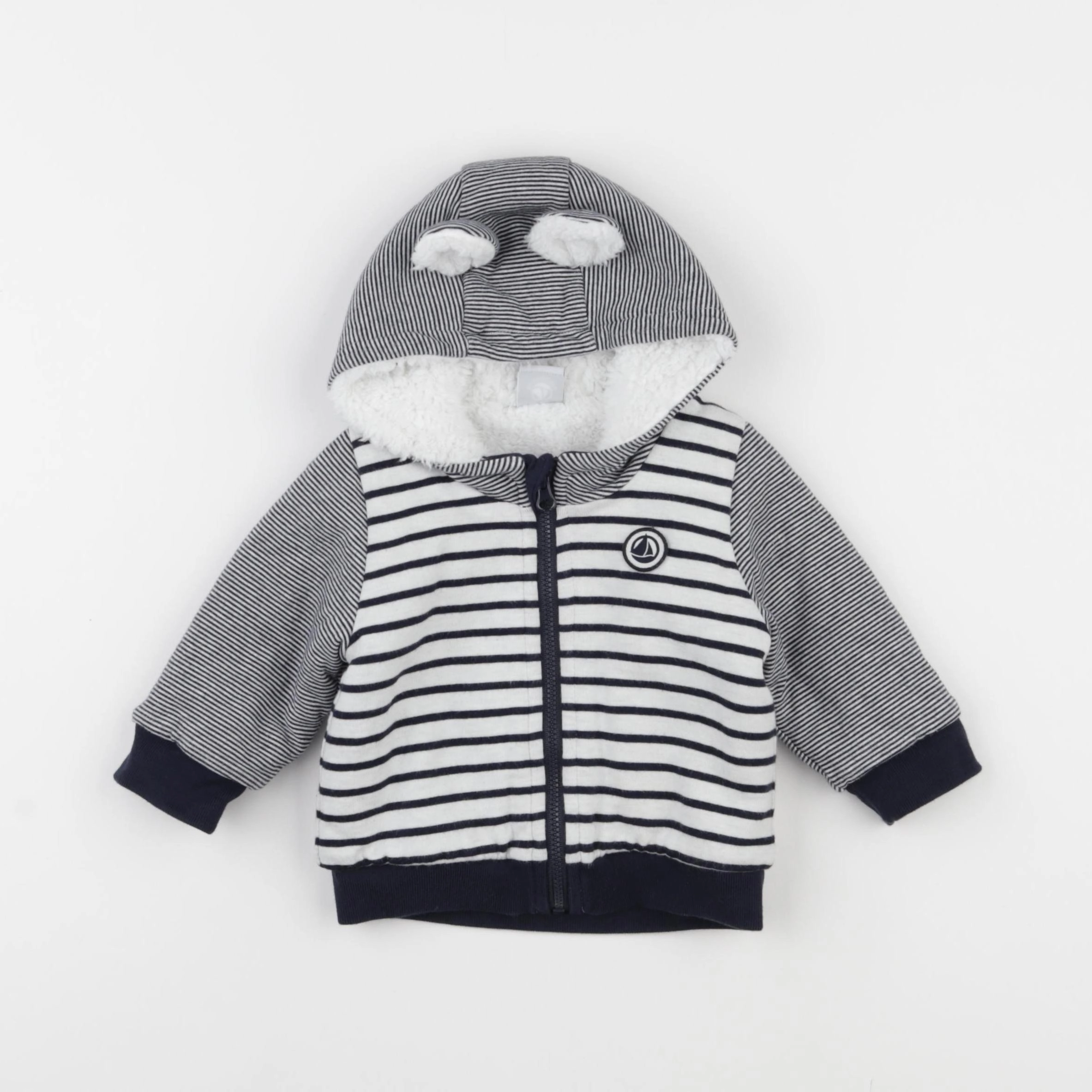 Petit Bateau - sweat bleu, gris - 6 mois