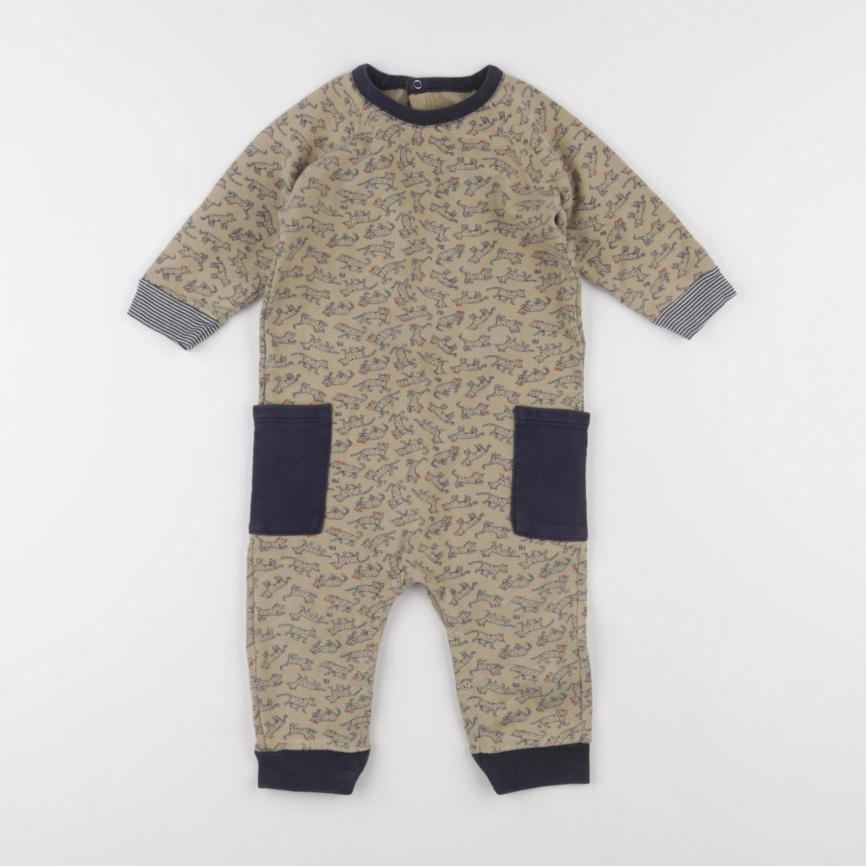 Petit Bateau - combinaison marron, bleu - 18 mois