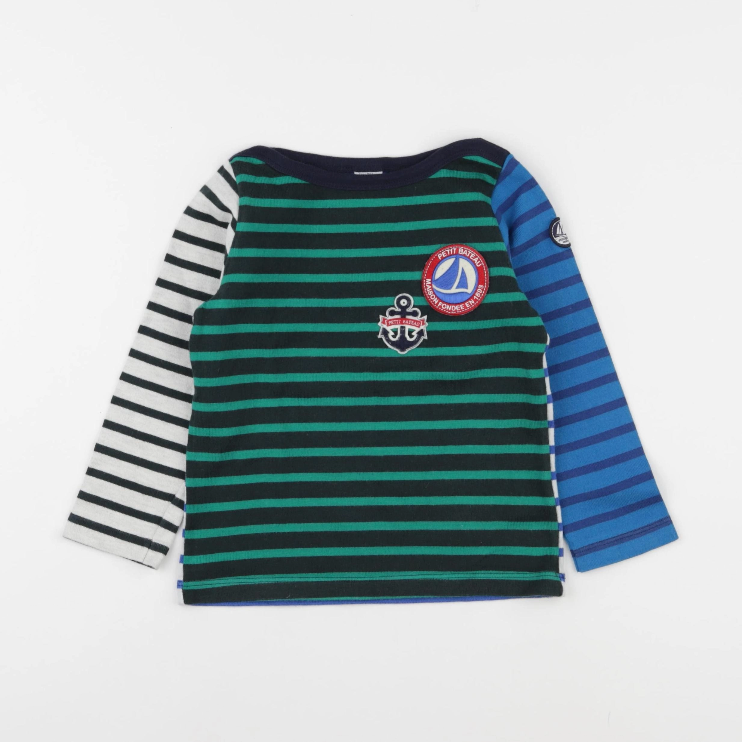 Petit Bateau - tee-shirt bleu, vert - 4 ans