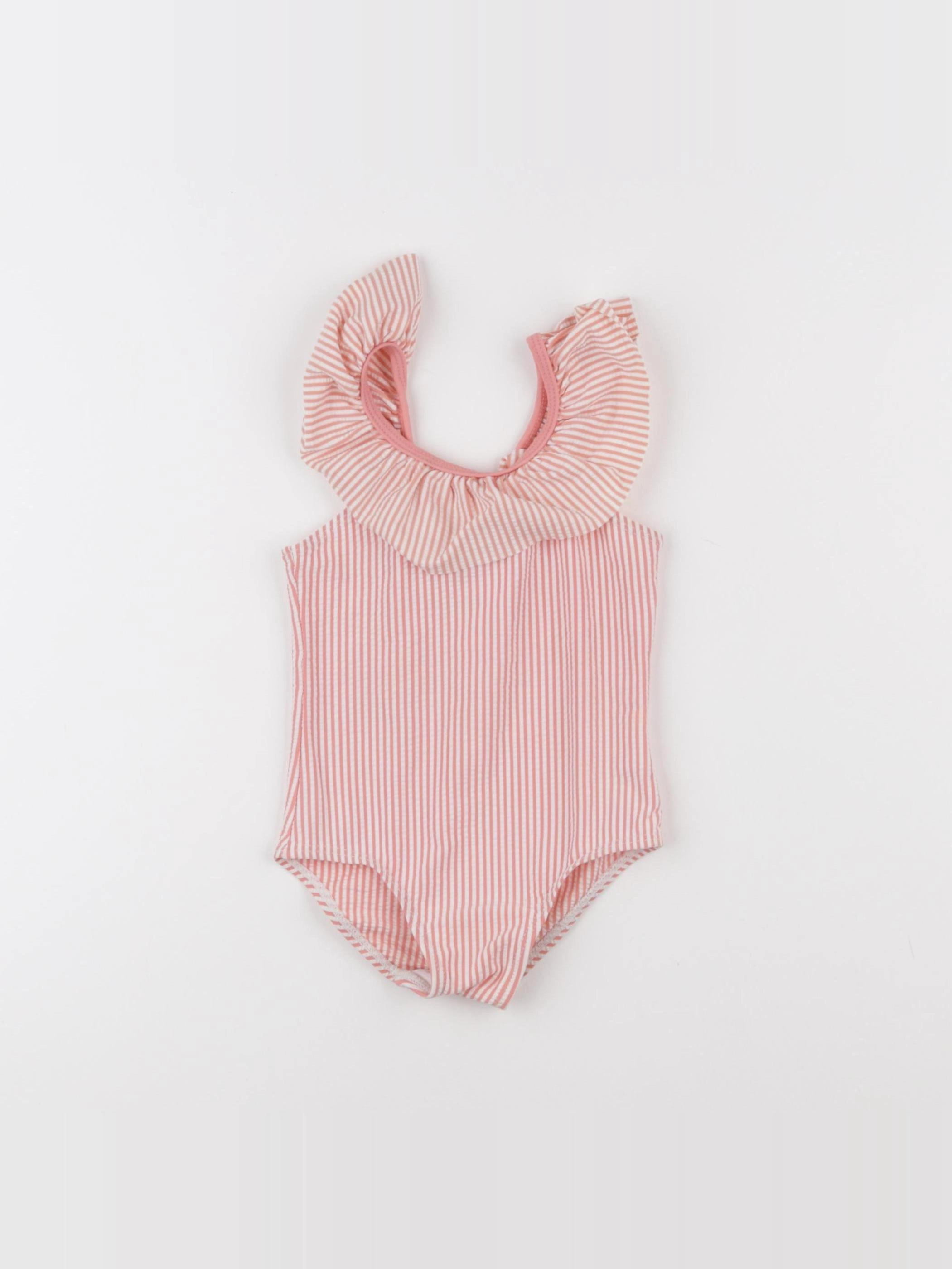 Vertbaudet - maillot de bain rose, blanc - 18 mois