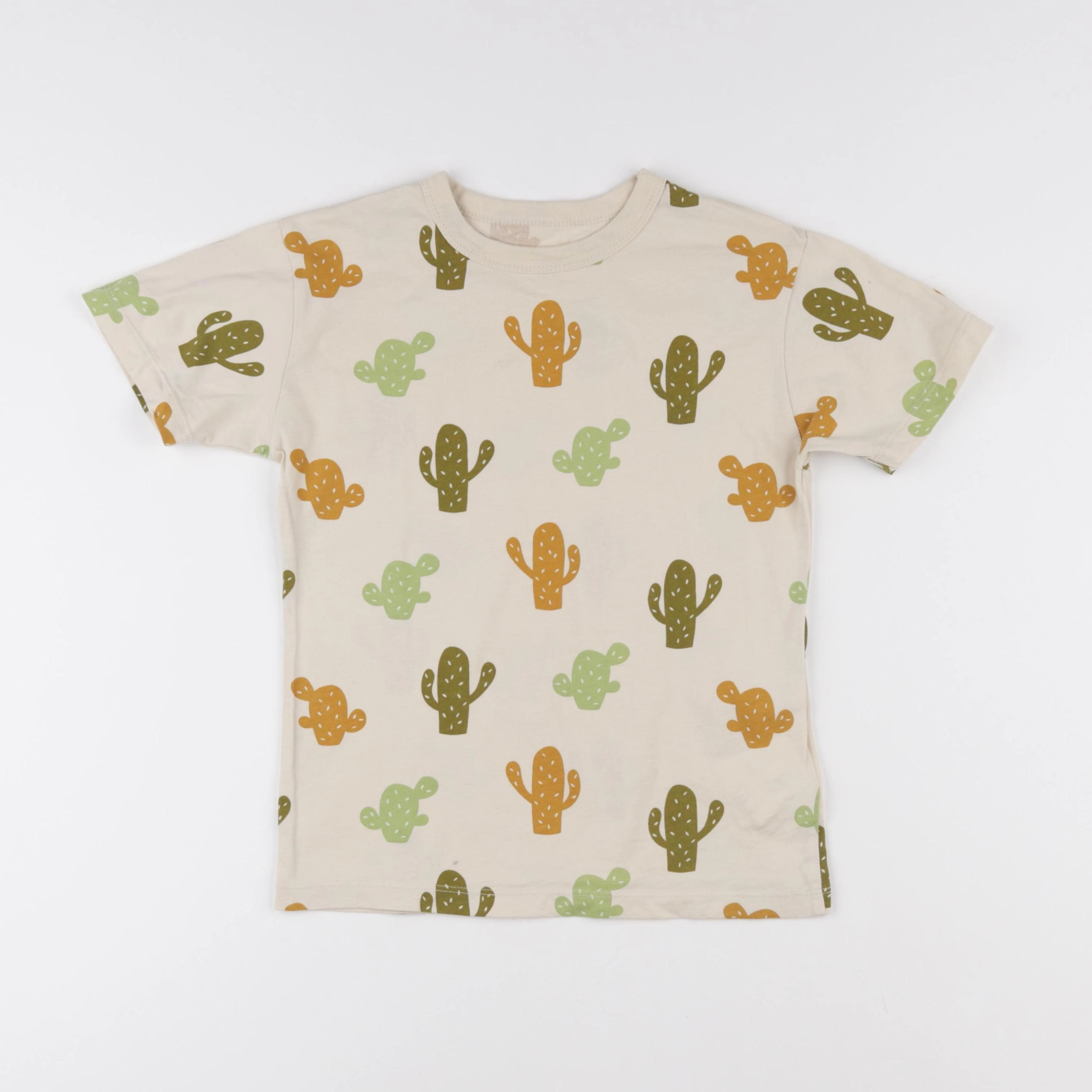 Monoprix - tee-shirt beige, vert - 8 ans