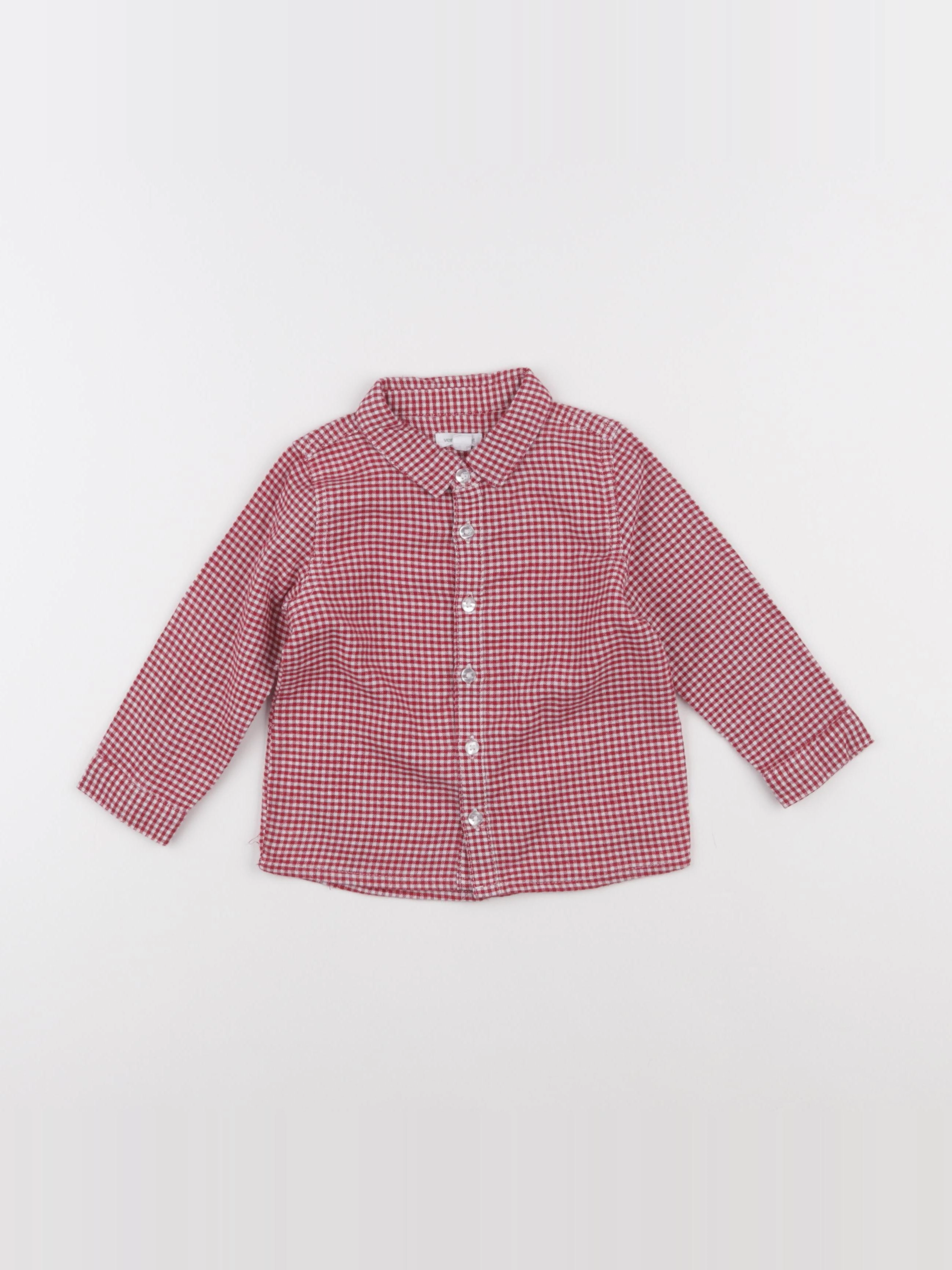 Vertbaudet - chemise rouge, blanc - 18 mois