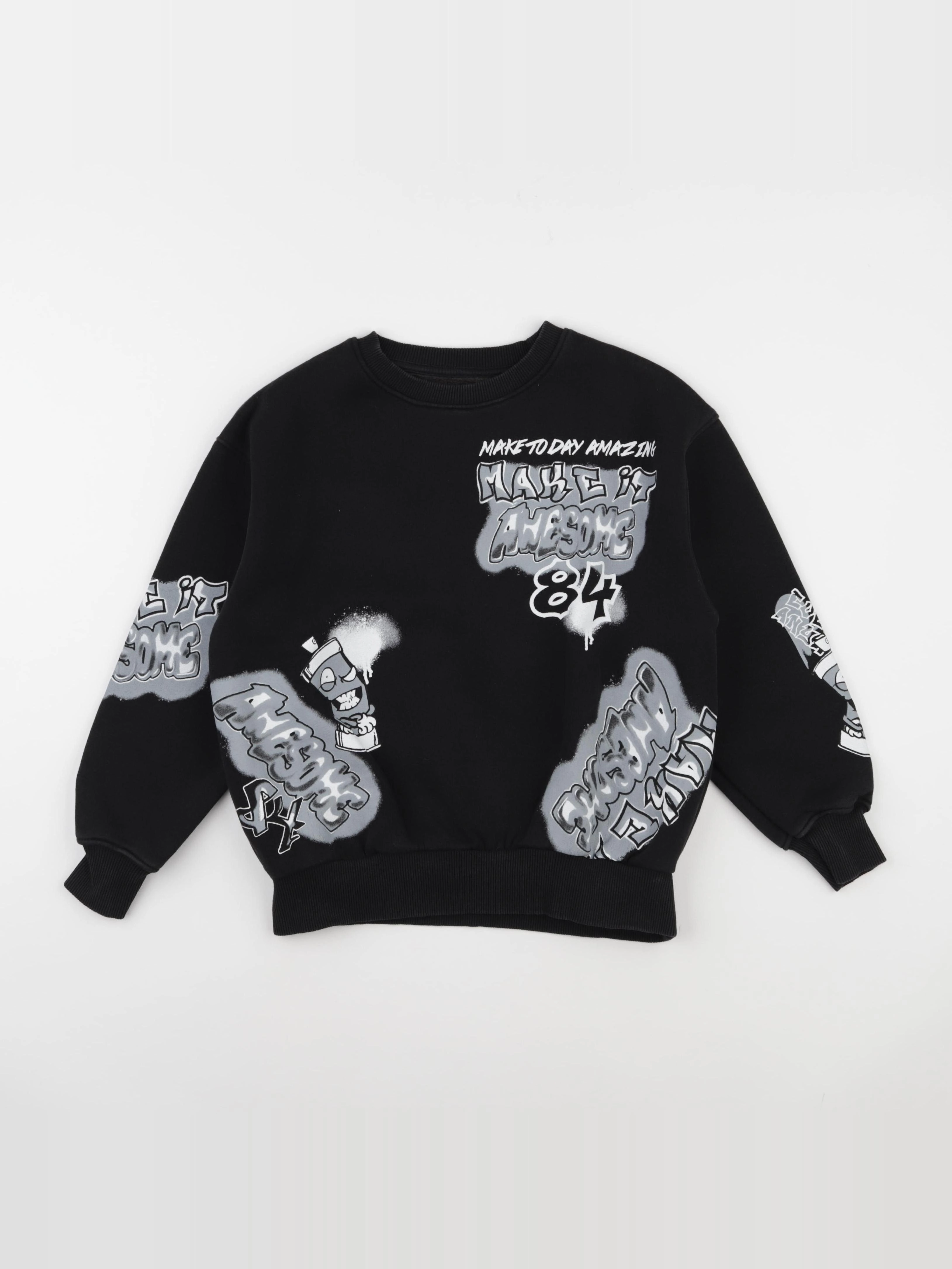Zara - sweat imprimé au dos noir - 8/9 ans