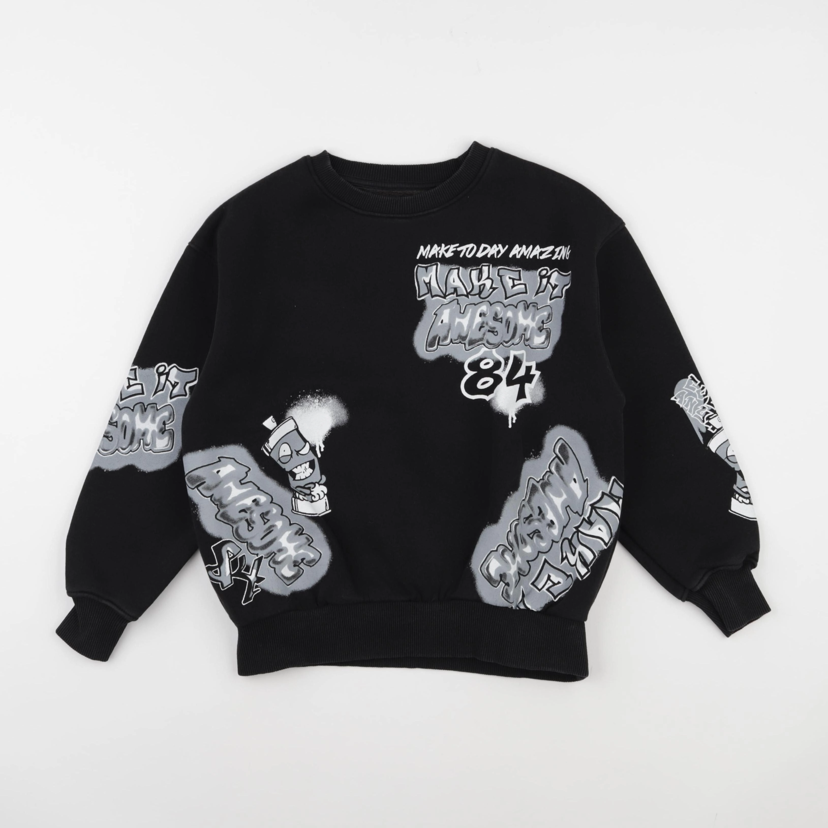 Zara - sweat imprimé au dos noir - 8/9 ans