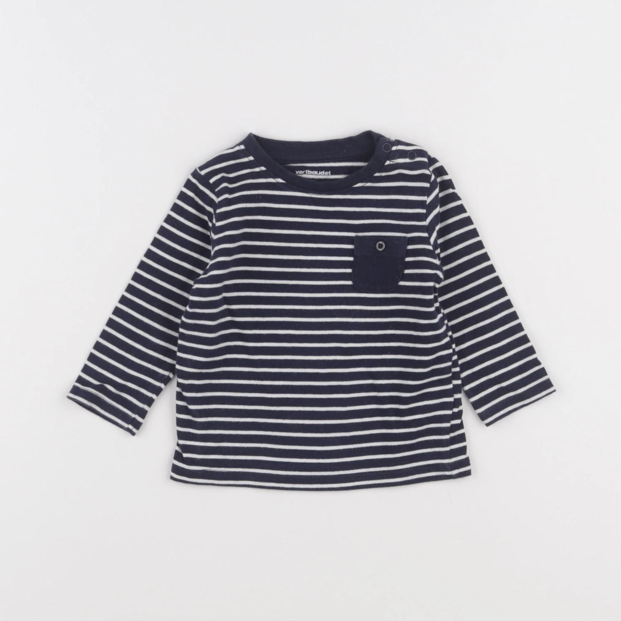 Vertbaudet - tee-shirt bleu, blanc - 6 mois