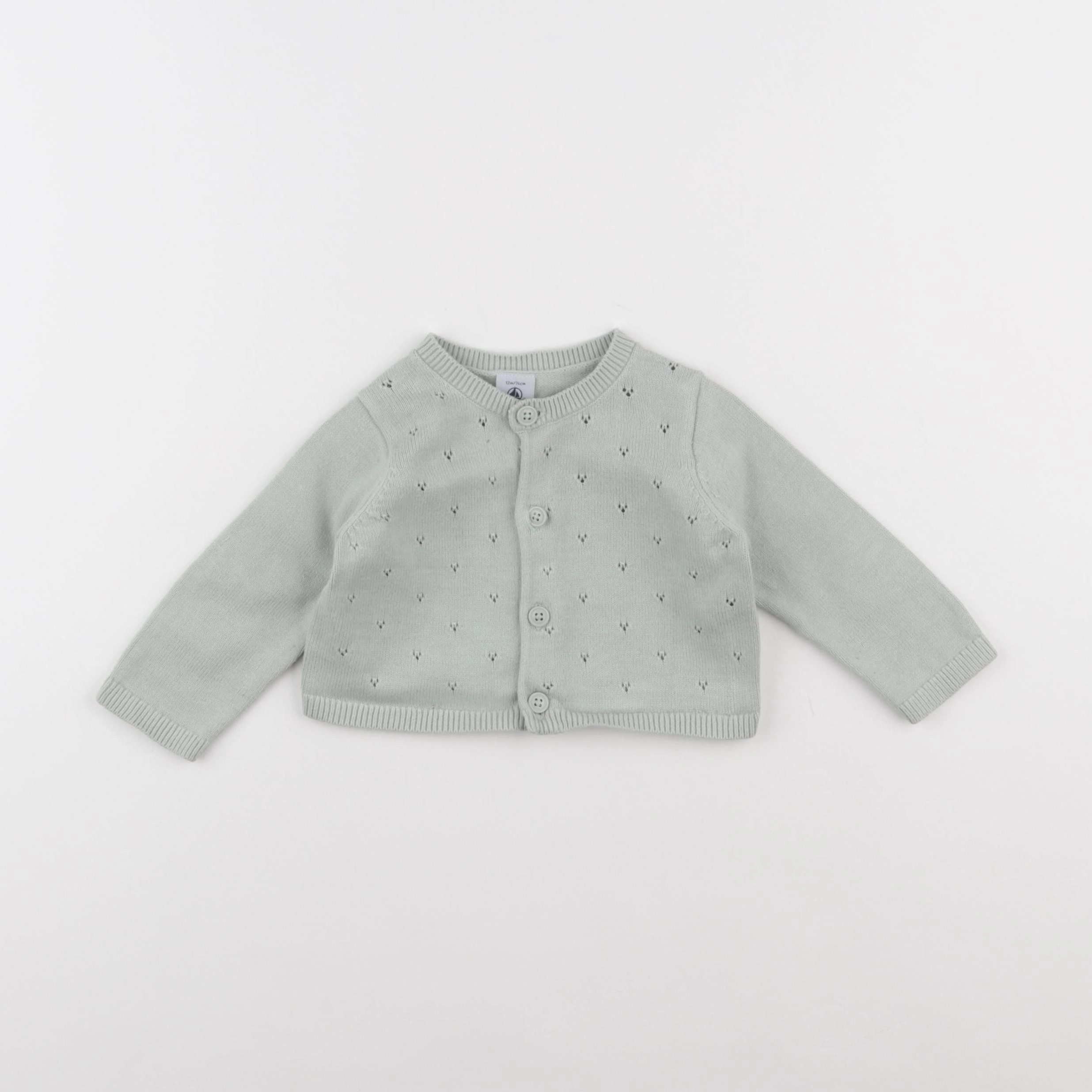 Petit Bateau - gilet vert - 12 mois