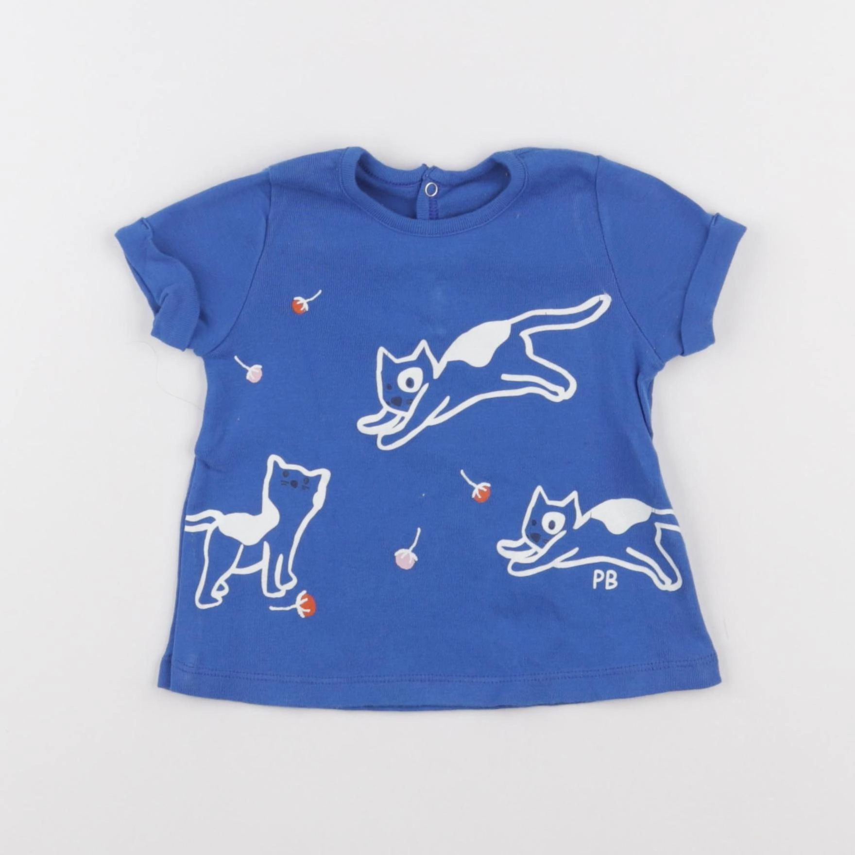 Petit Bateau - tee-shirt bleu - 12 mois