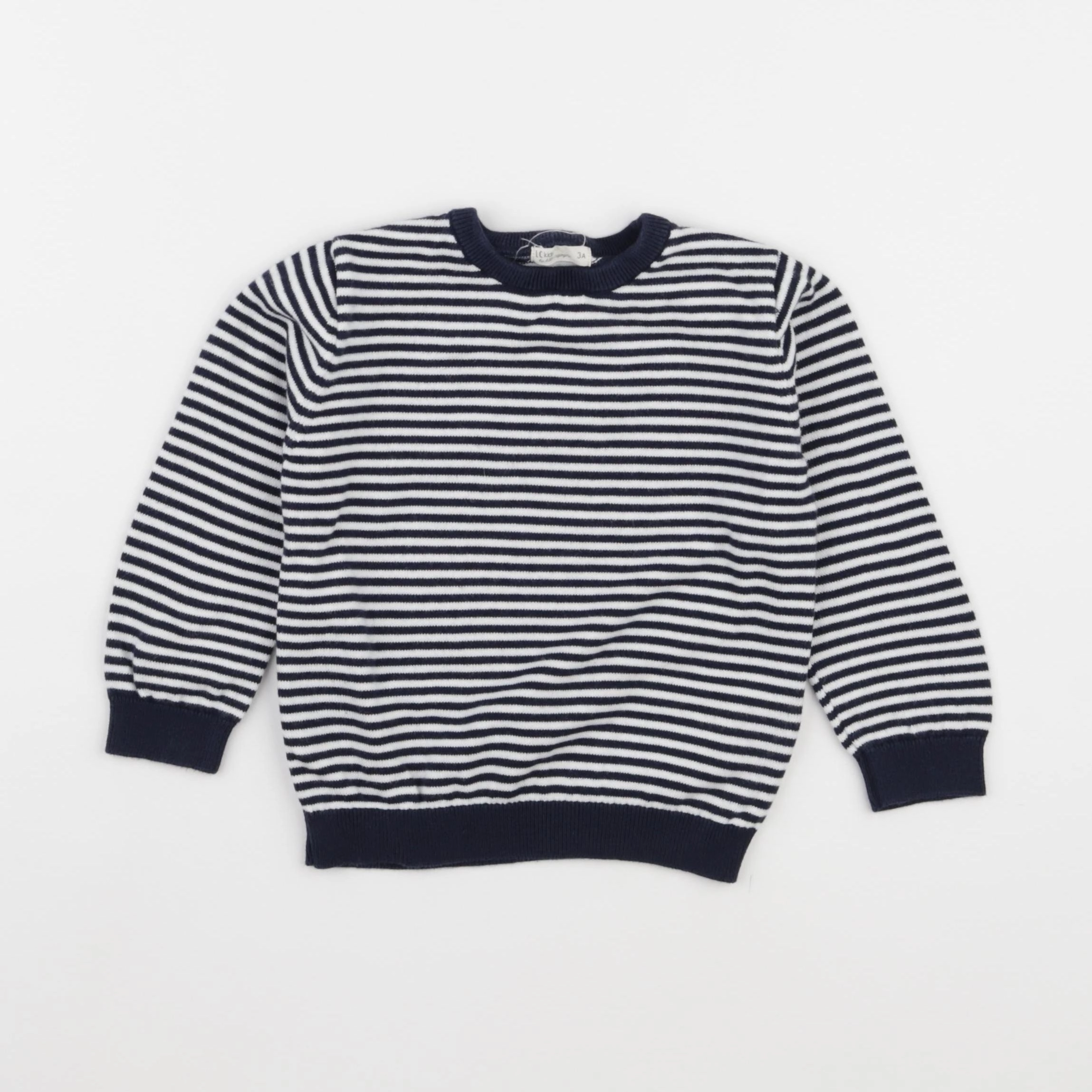 Little Cigogne - pull bleu, blanc - 3 ans