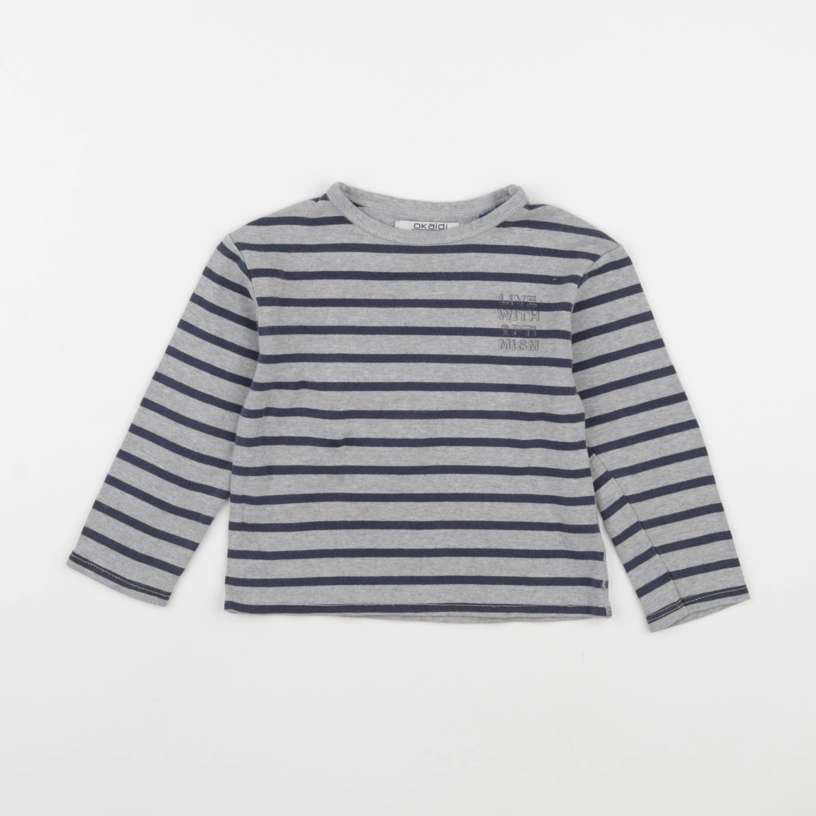 Okaidi - tee-shirt bleu, gris - 3 ans