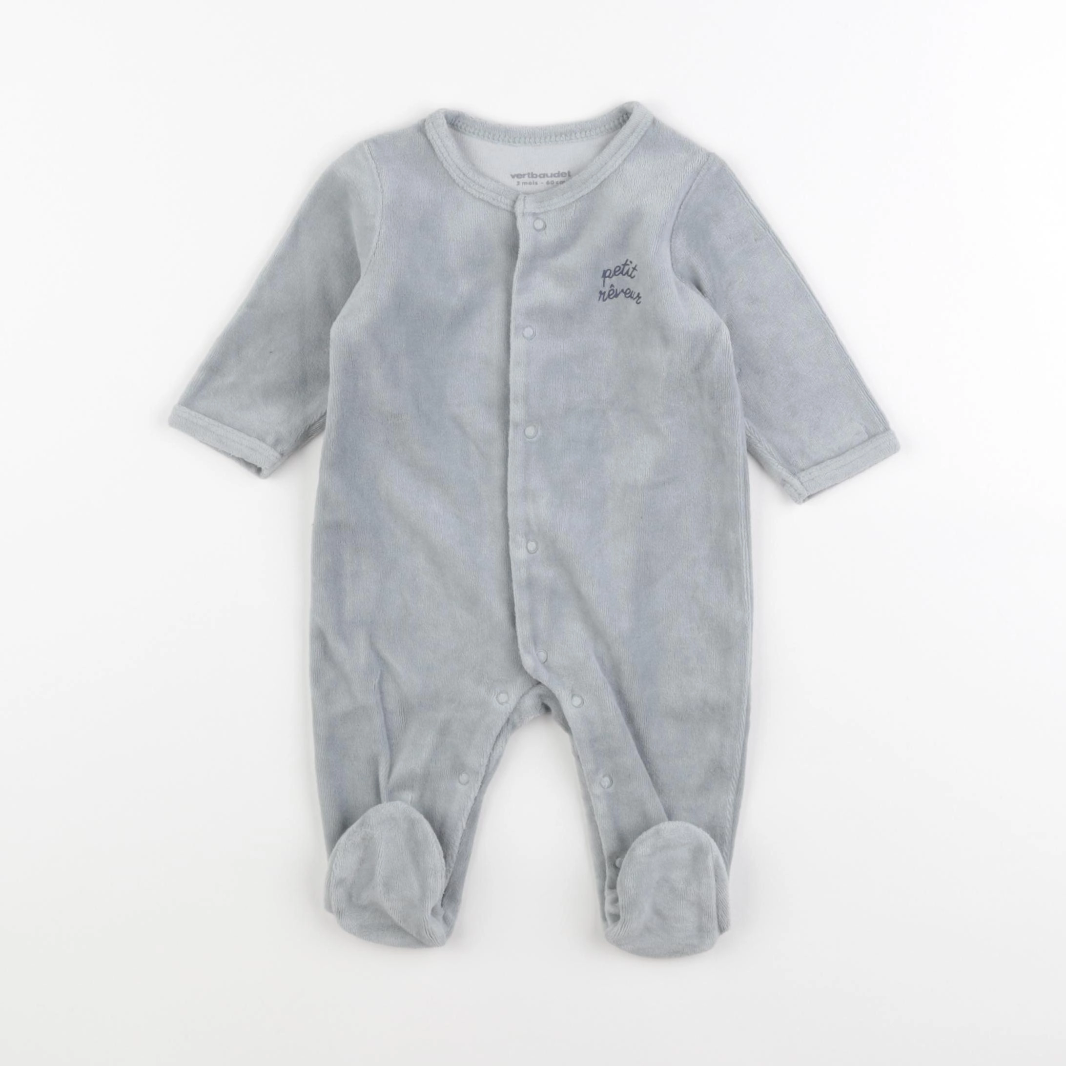 Vertbaudet - pyjama velours vert - 3 mois
