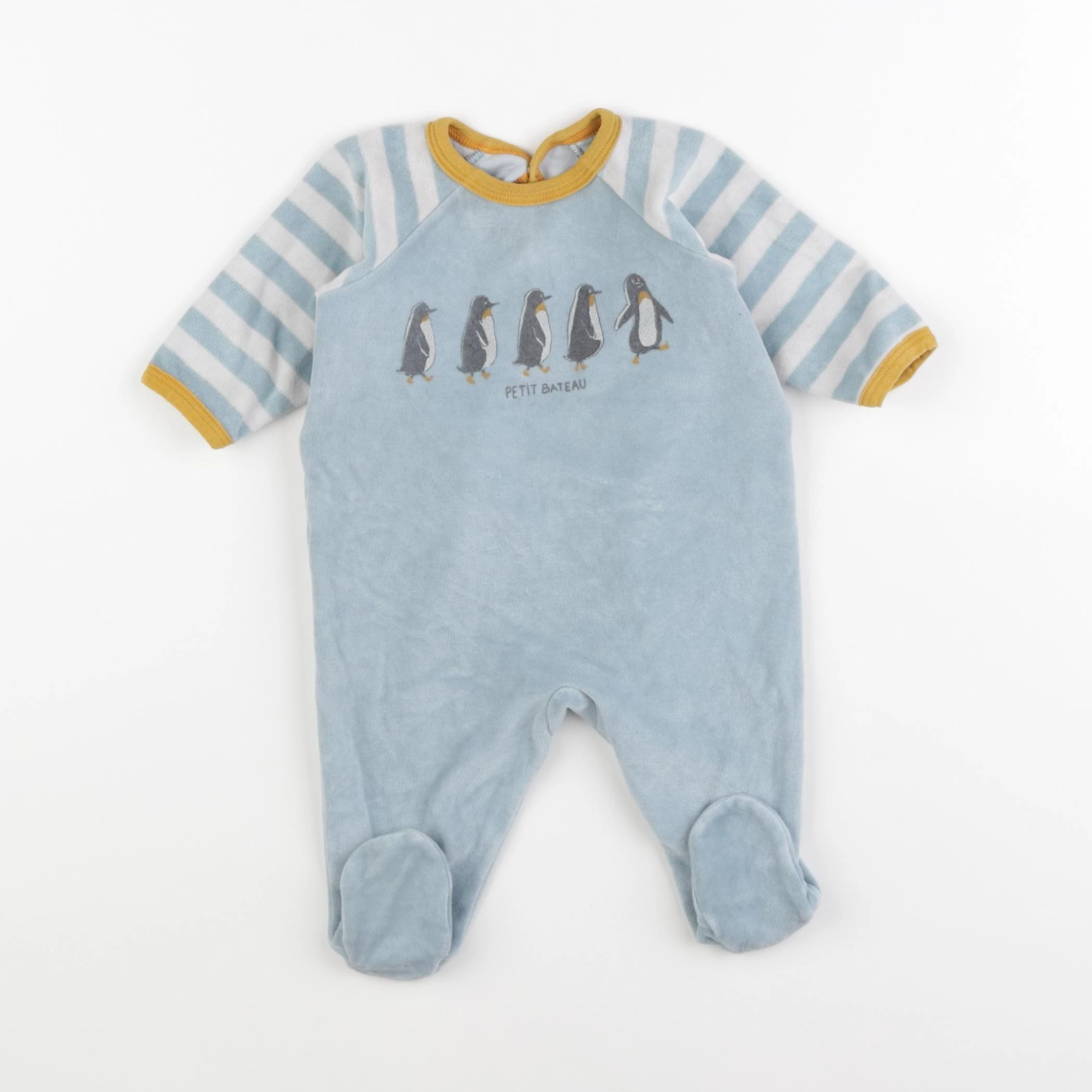 Petit Bateau - pyjama velours bleu - 3 mois
